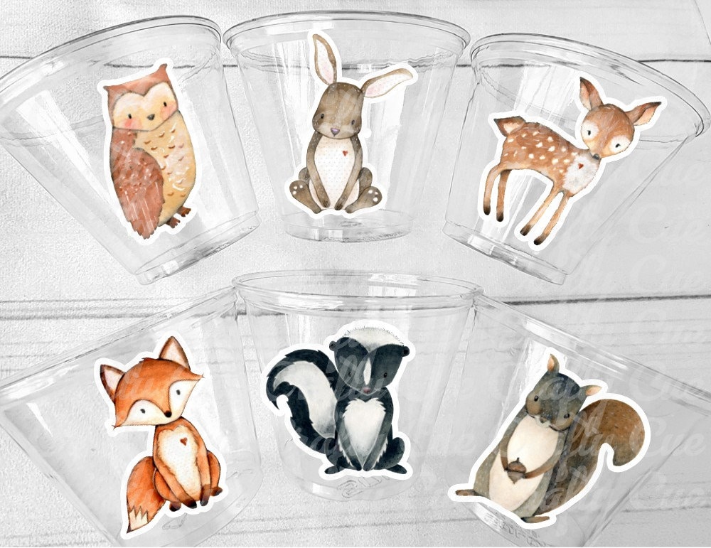 WOODLAND PARTY Cups- Woodland Cups Woodland Animals Woodland Decorations Woodland Birthday Woodland Baby Shower Woodland Birthday Party - Image 2