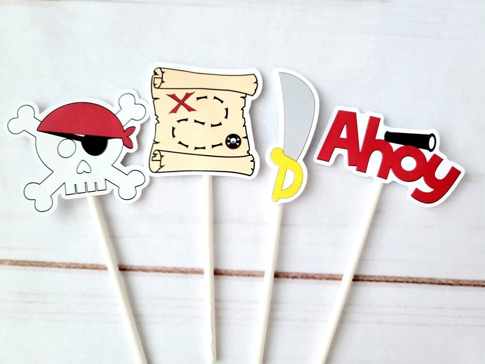 Pirate Party Cupcake Toppers Pirate Party Decorations Pirate Birthday Party Pirate Baby Shower Pirate Cake Toppers - Image 4