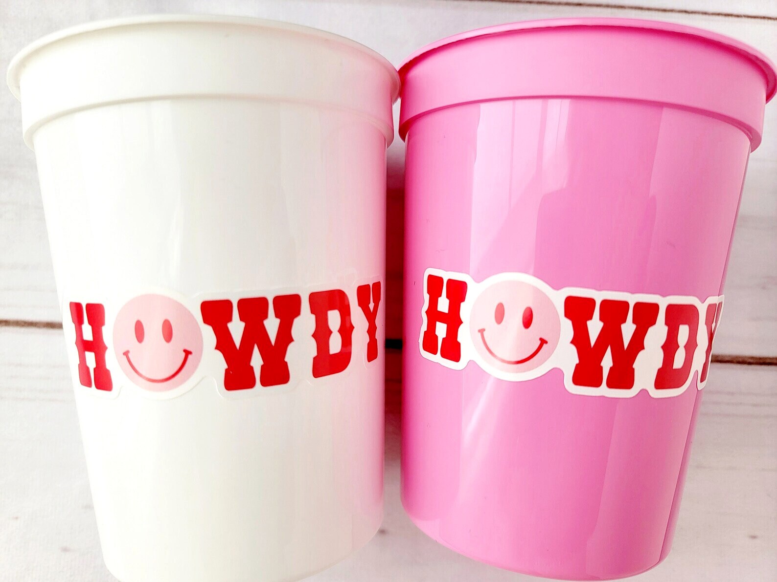 COWGIRL PARTY CUPS Cowgirl Cups Cowgirl Party Decorations Cowgirl Bachelorette Party Cow Print Hat Happy Face Rodeo Howdy Let's Go Girls - Image 4