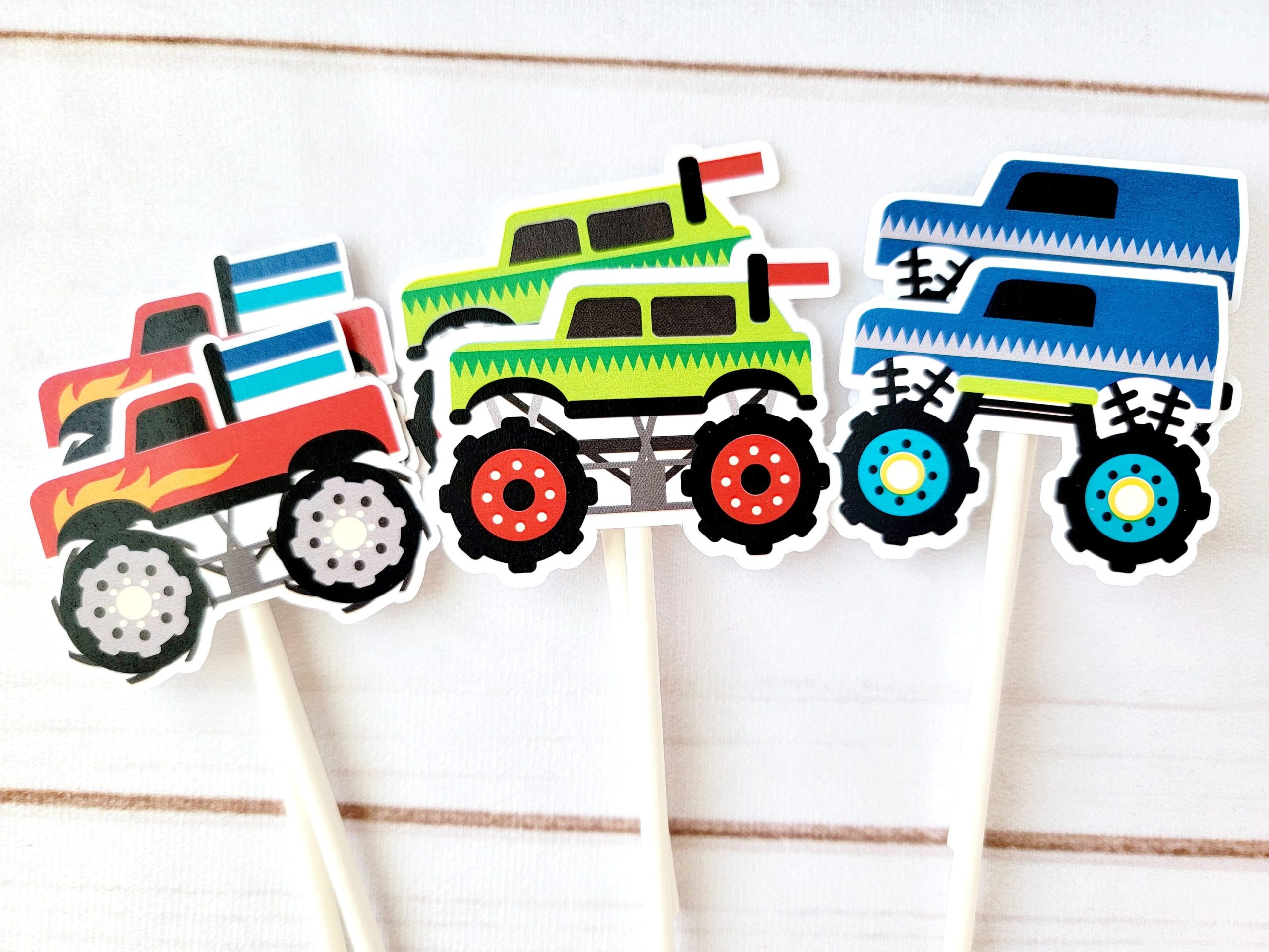 Monster Truck Cupcake Toppers Monster Truck Party Decorations Monster Truck Cake Toppers Monster Truck Birthday Supplies Monster Truck Party - Image 2