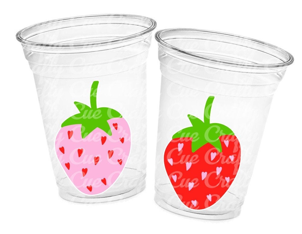 STRAWBERRY PARTY CUPS - Strawberry Birthday Cups Strawberry Cups First Birthday Strawberry Party Decorations Strawberry Baby Shower Cups - Image 3