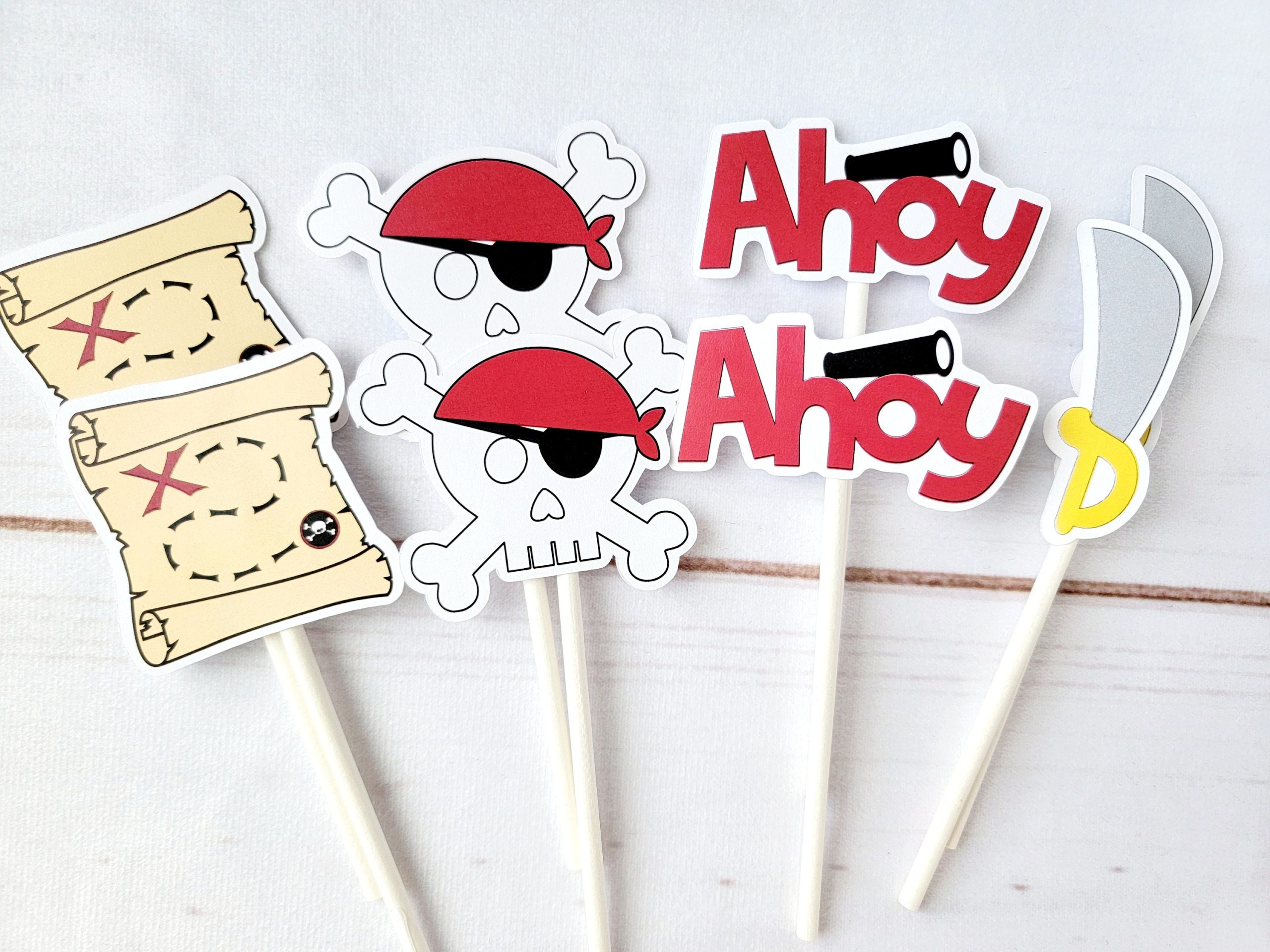 Pirate Party Cupcake Toppers Pirate Party Decorations Pirate Birthday Party Pirate Baby Shower Pirate Cake Toppers - Image 2