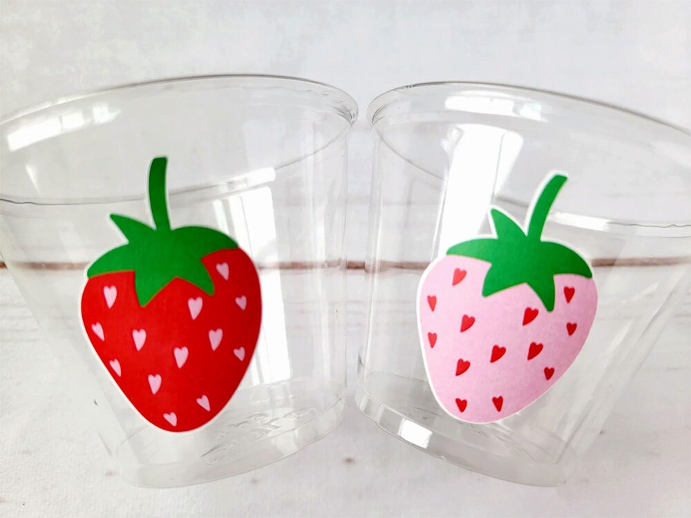 STRAWBERRY PARTY CUPS - Strawberry Birthday Cups Strawberry Cups First Birthday Strawberry Party Decorations Strawberry Baby Shower - Image 2