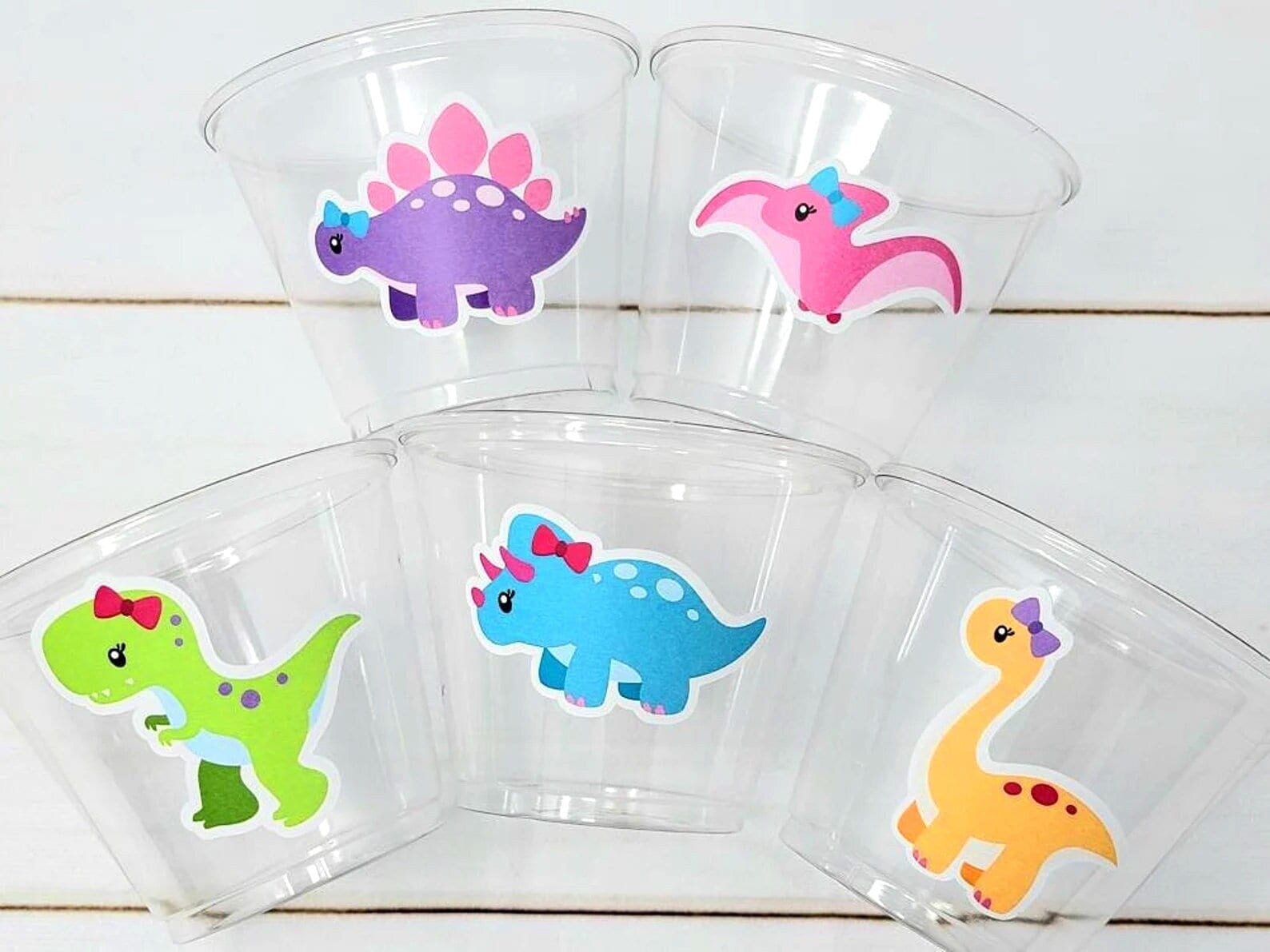 DINOSAUR PARTY CUPS - Girl Dinosaur Party Cups Girl Dinosaur Decorations Dinosaur Party Decorations Dinosaur Birthday Girl Dinosaur Party - Image 2
