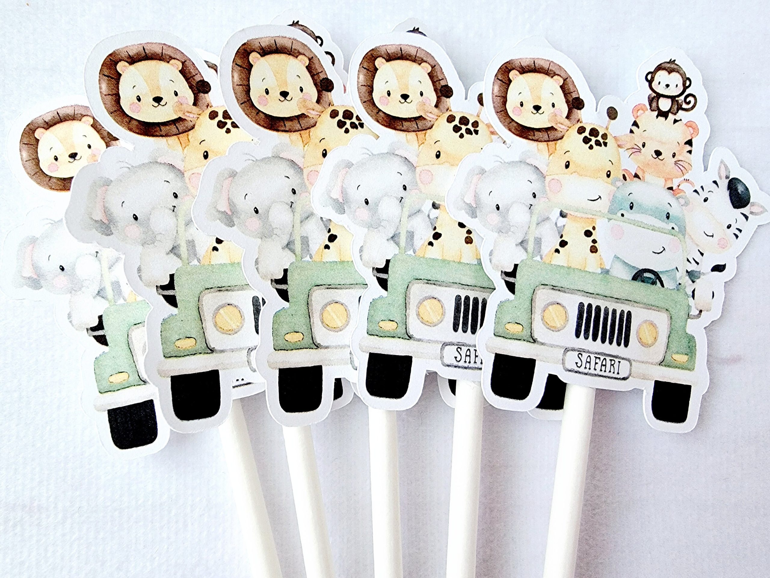 Set of 12 - SAFARI ANIMAL CUPCAKE Toppers - Jungle Animal Cupcake Toppers - Zoo Animal Cupcake Toppers - Safari Animal Cupcake Toppers - Image 2