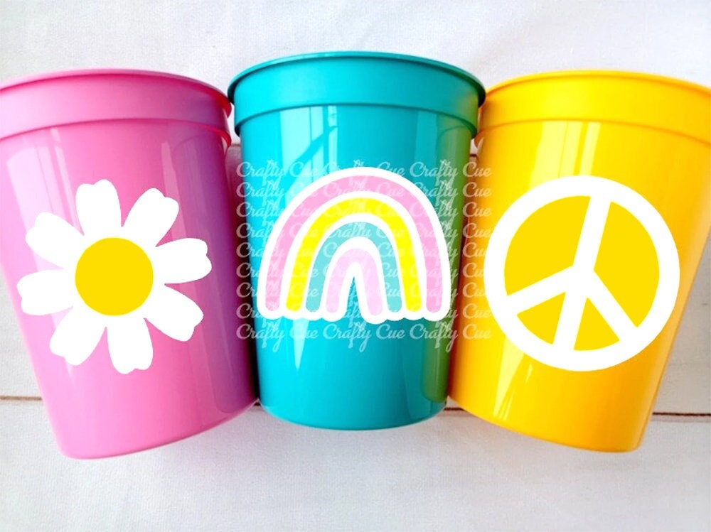 70s PARTY CUPS - 70's Birthday Cups 70s Party Cups 70s Decorations 70's Birthday Party 70's Birthday Party Decorations Hippie Two Groovy - Image 2