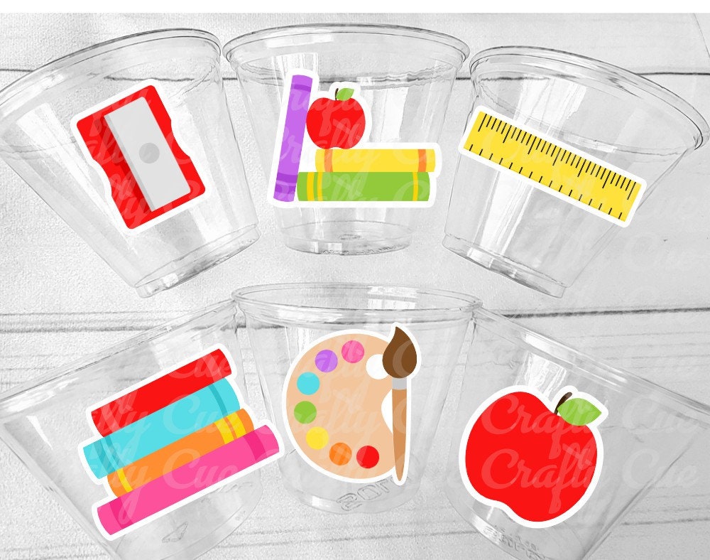 SCHOOL PARTY CUPS Teacher Party Cups Teacher Graduation Teacher Gifts Teacher Party Favors Back to School Cups School Party Decorations - Image 2