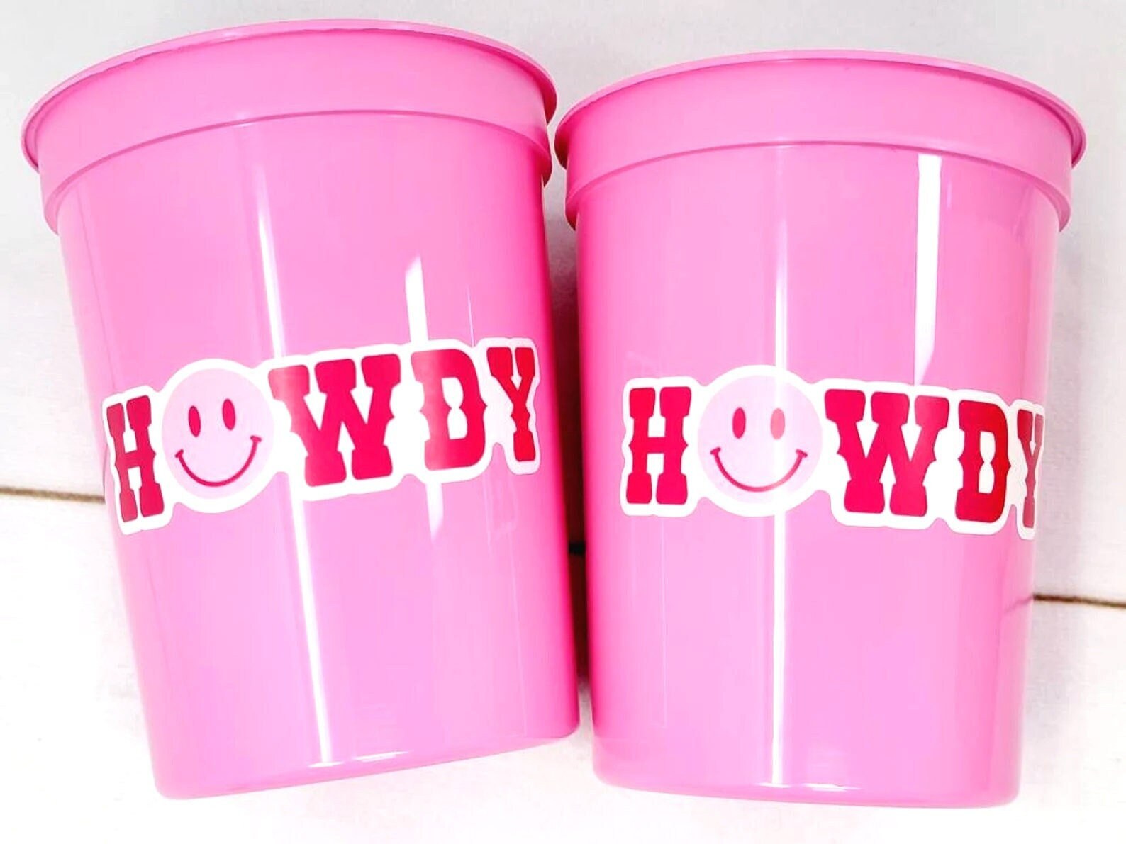 COWGIRL PARTY CUPS Cowgirl Cups Cowgirl Party Decorations Cowgirl Bachelorette Party Cow Print Hat Happy Face Rodeo Howdy Let's Go Girls - Image 3