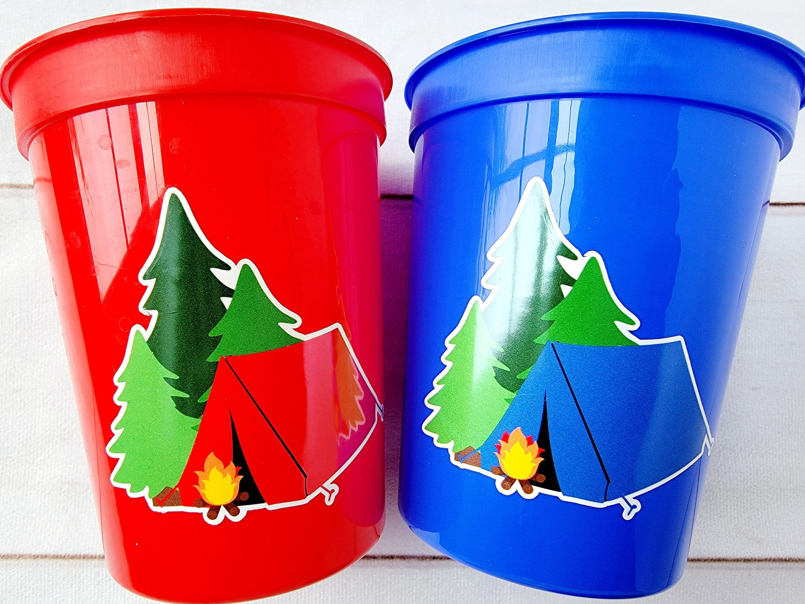 CAMPING PARTY CUPS Personalized Camping Party Cups Camping Birthday Party Camp Party Decorations Camp Bachelorette Cups Camping Party Favors - Image 3