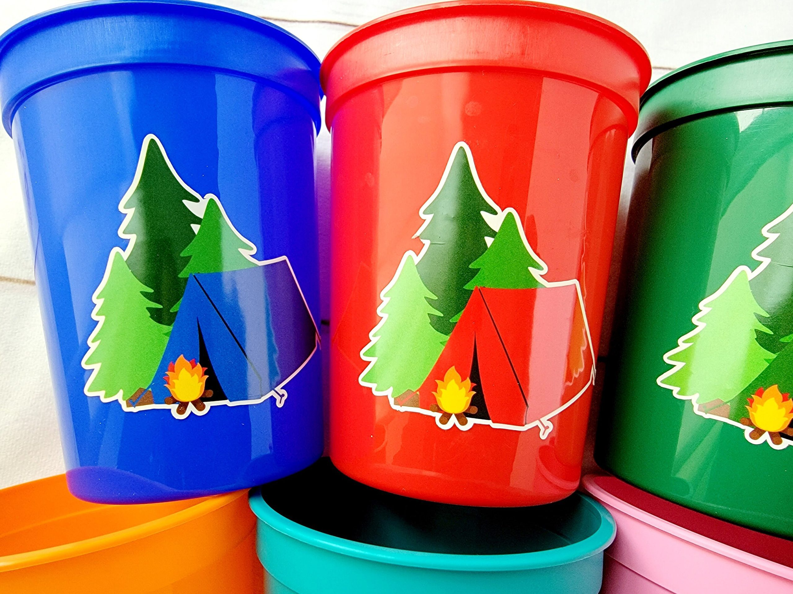 CAMPING PARTY CUPS Personalized Camping Party Cups Camping Birthday Party Camp Party Decorations Camp Bachelorette Cups Camping Party Favors - Image 4