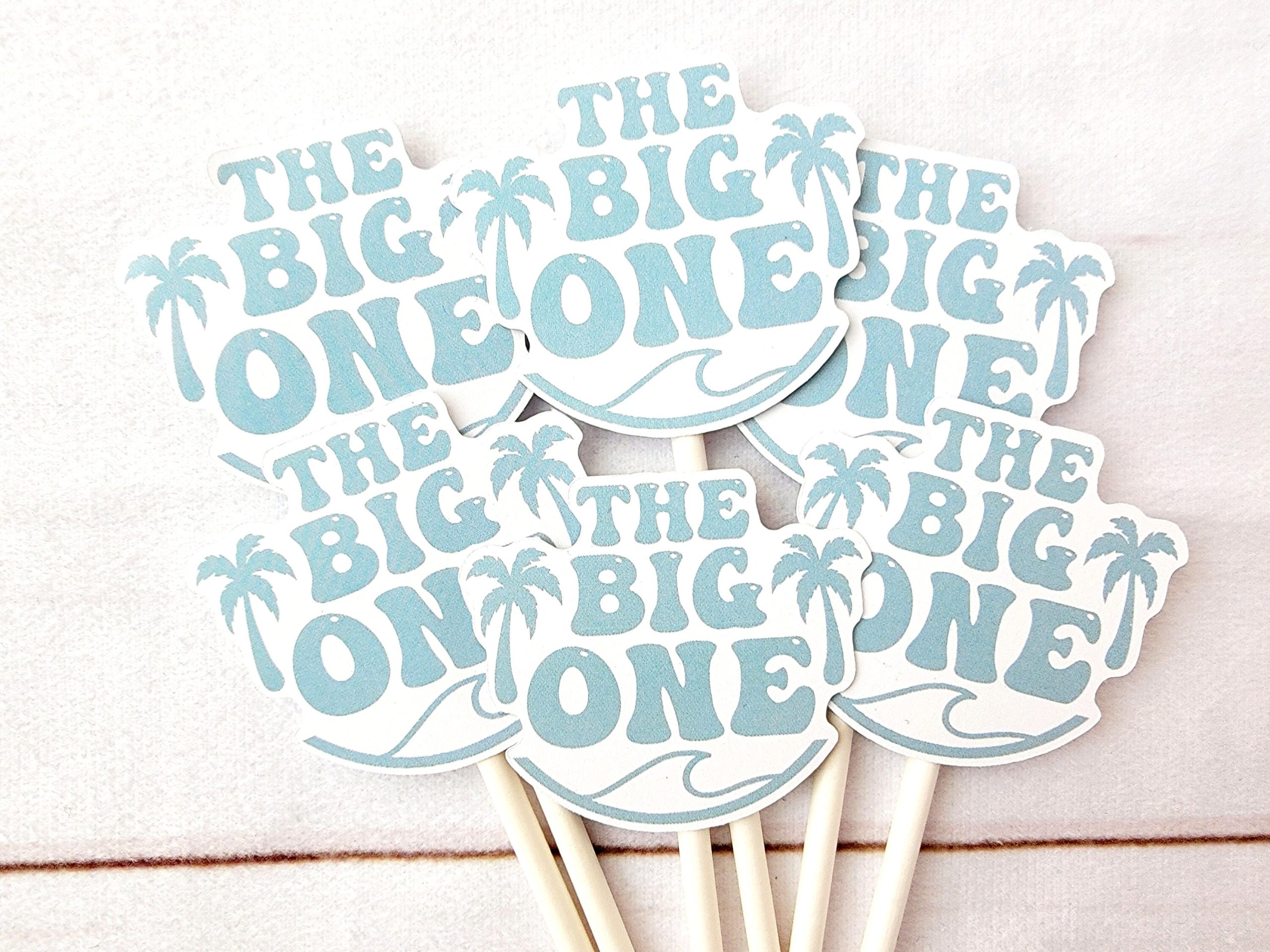 Surf Birthday Cupcake Toppers, The Big One Cupcake Toppers, 1st Birthday Party Toppers, Surf Birthday Party, Surfs Up, Surfer, Catch A Wave - Image 2