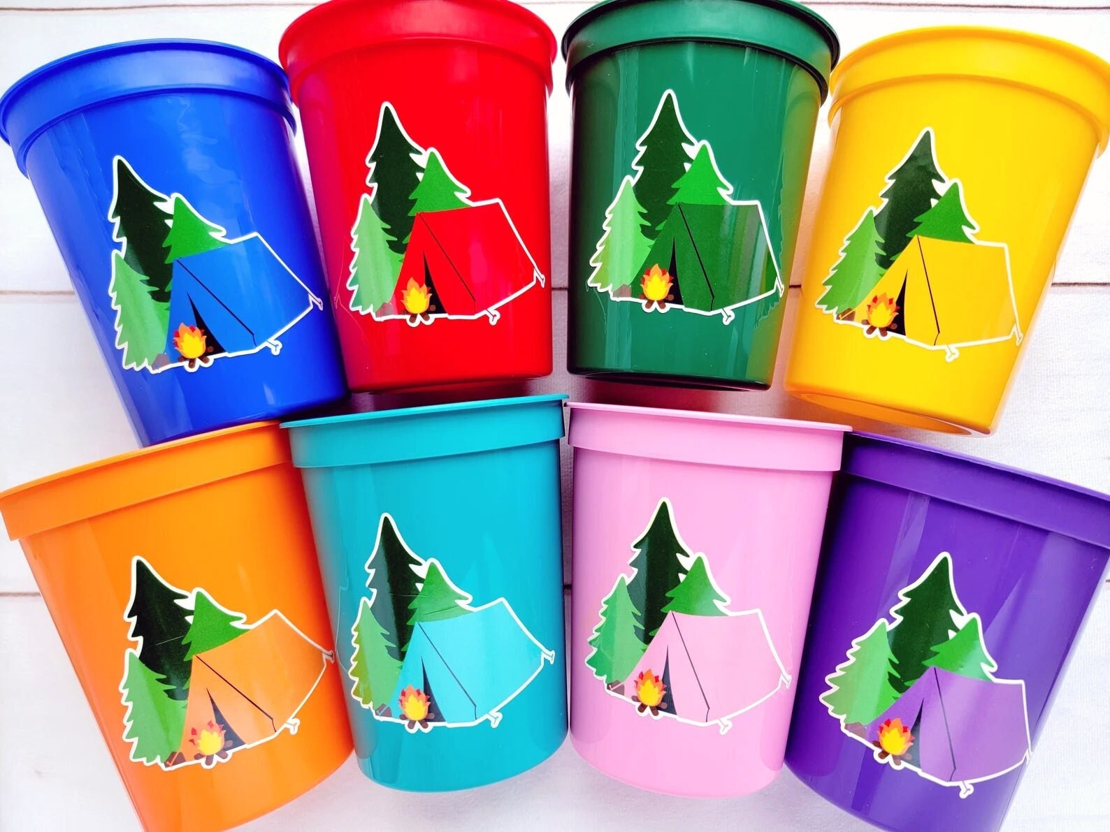 CAMPING PARTY CUPS Personalized Camping Party Cups Camping Birthday Party Camp Party Decorations Camp Bachelorette Cups Camping Party Favors - Image 5