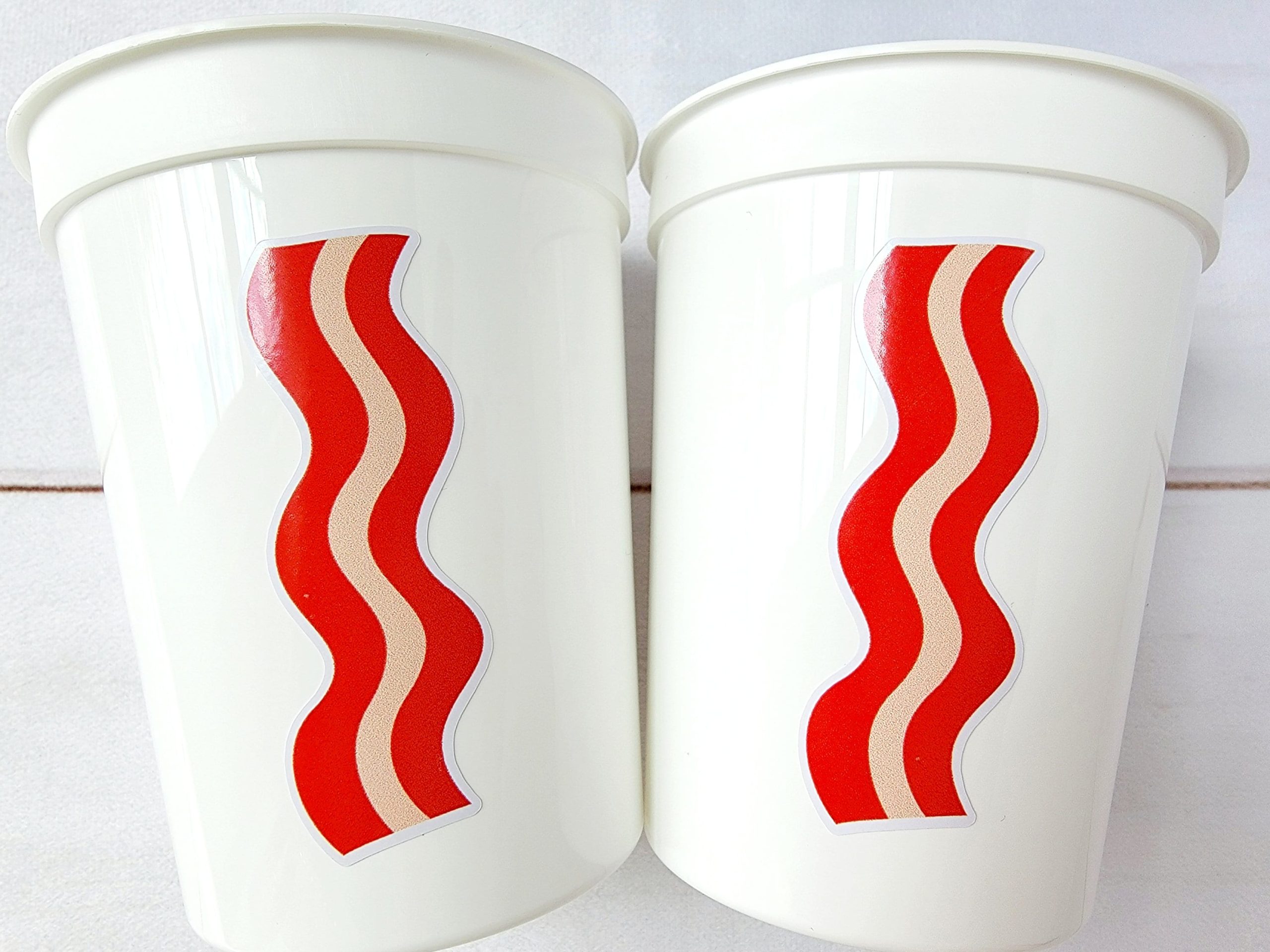 Bacon Party Cups Eggs Party Cups Breakfast Party Cups Bacon Birthday Bacon Party Bacon Decorations Bacon Party Favors Eggs Party favors - Image 2