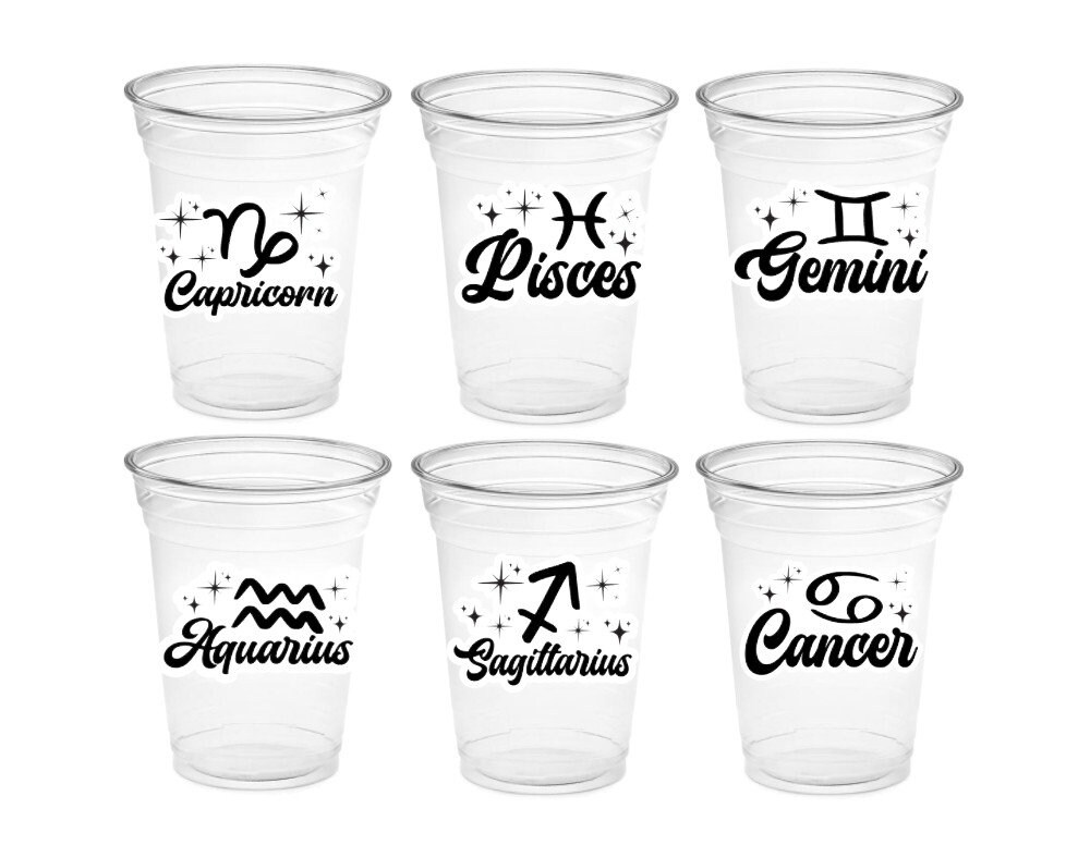 ZODIAC PARTY CUPS - Zodiac Sign Cups Astrology Sign Party Cups Zodiac Party Favors Cups Zodiac Nutrition facts Astrology Cups Horoscope Cups - Image 2