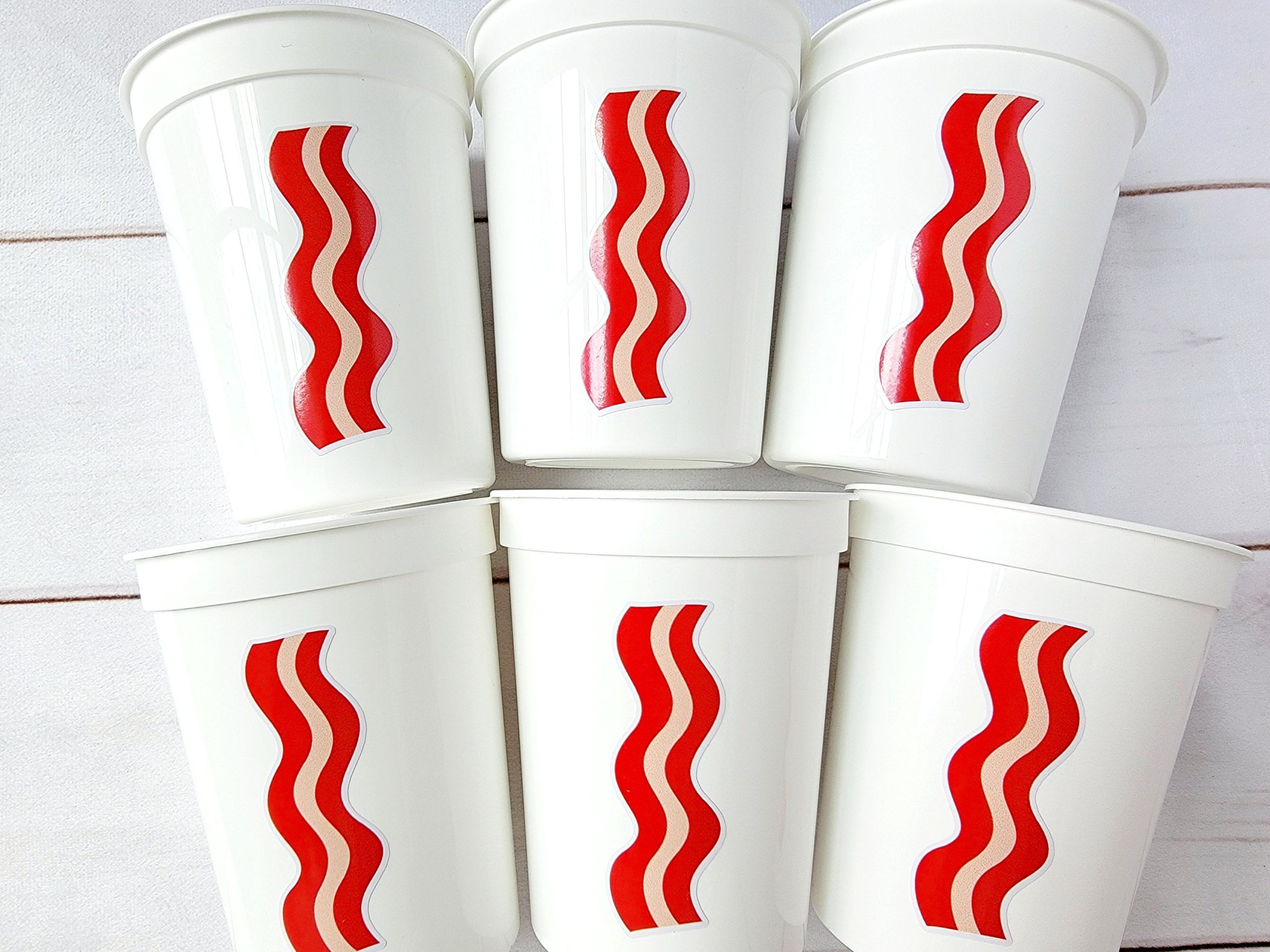 Bacon Party Cups Eggs Party Cups Breakfast Party Cups Bacon Birthday Bacon Party Bacon Decorations Bacon Party Favors Eggs Party favors - Image 3