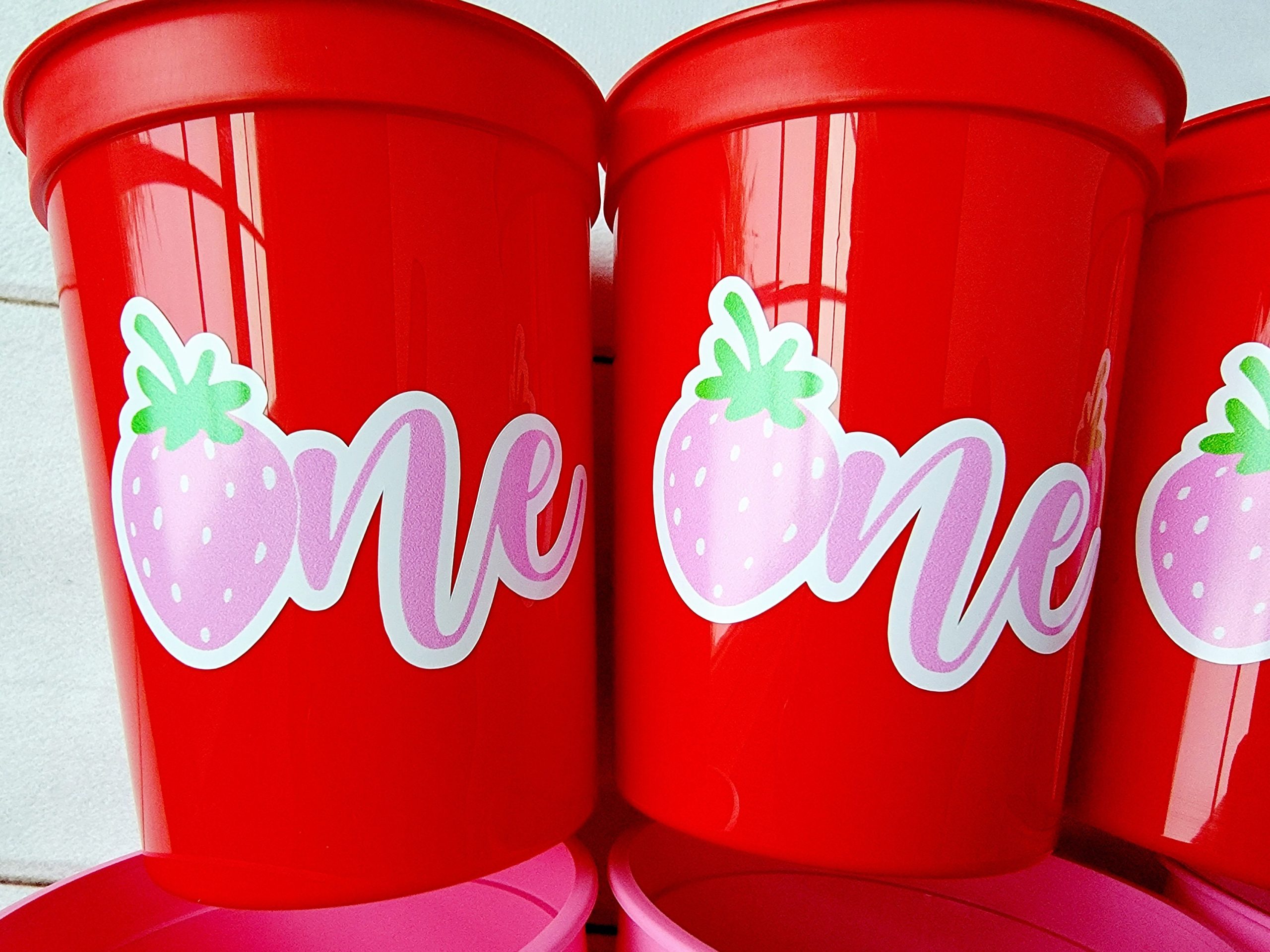 STRAWBERRY PARTY CUPS -Strawberry Birthday Cups Strawberry Cups First Birthday Strawberry Party Decorations Strawberry Berry Sweet One Cups - Image 2
