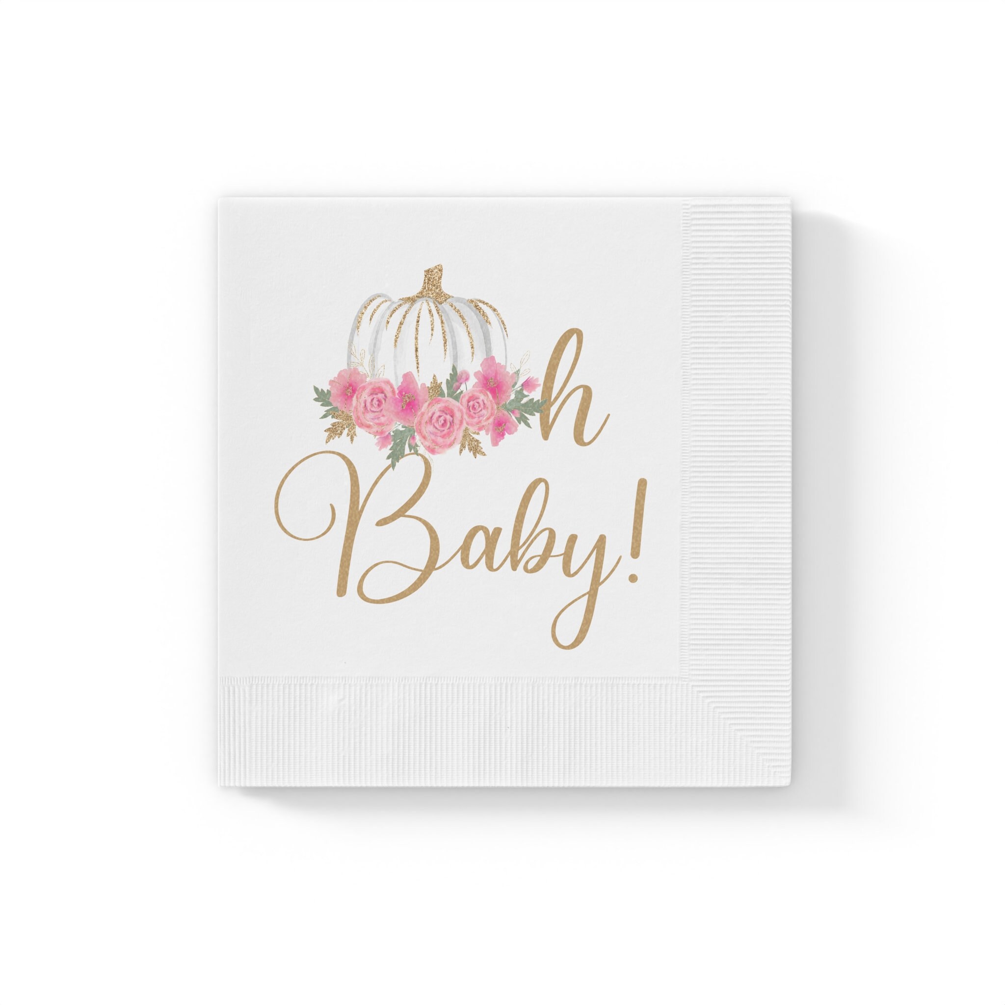 Oh Baby Pumpkin Napkins - Pumpkin Party Napkins Pink and Gold Pumpkin Napkins Little Pumpkin Fall Baby Shower Pink Pumpkin Little Pumpkin - Image 6