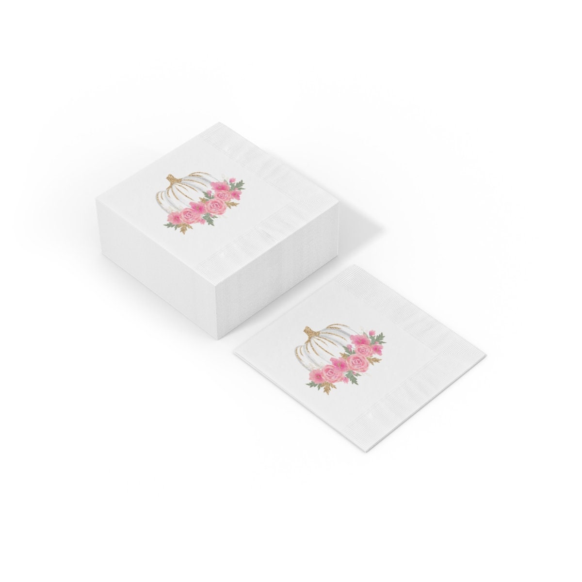 PINK PUMPKIN PARTY Napkins - Pumpkin Party Napkins Pink and Gold Pumpkin Napkins Little Pumpkin Fall Baby Shower Pink Pumpkin Little Pumpkin - Image 3