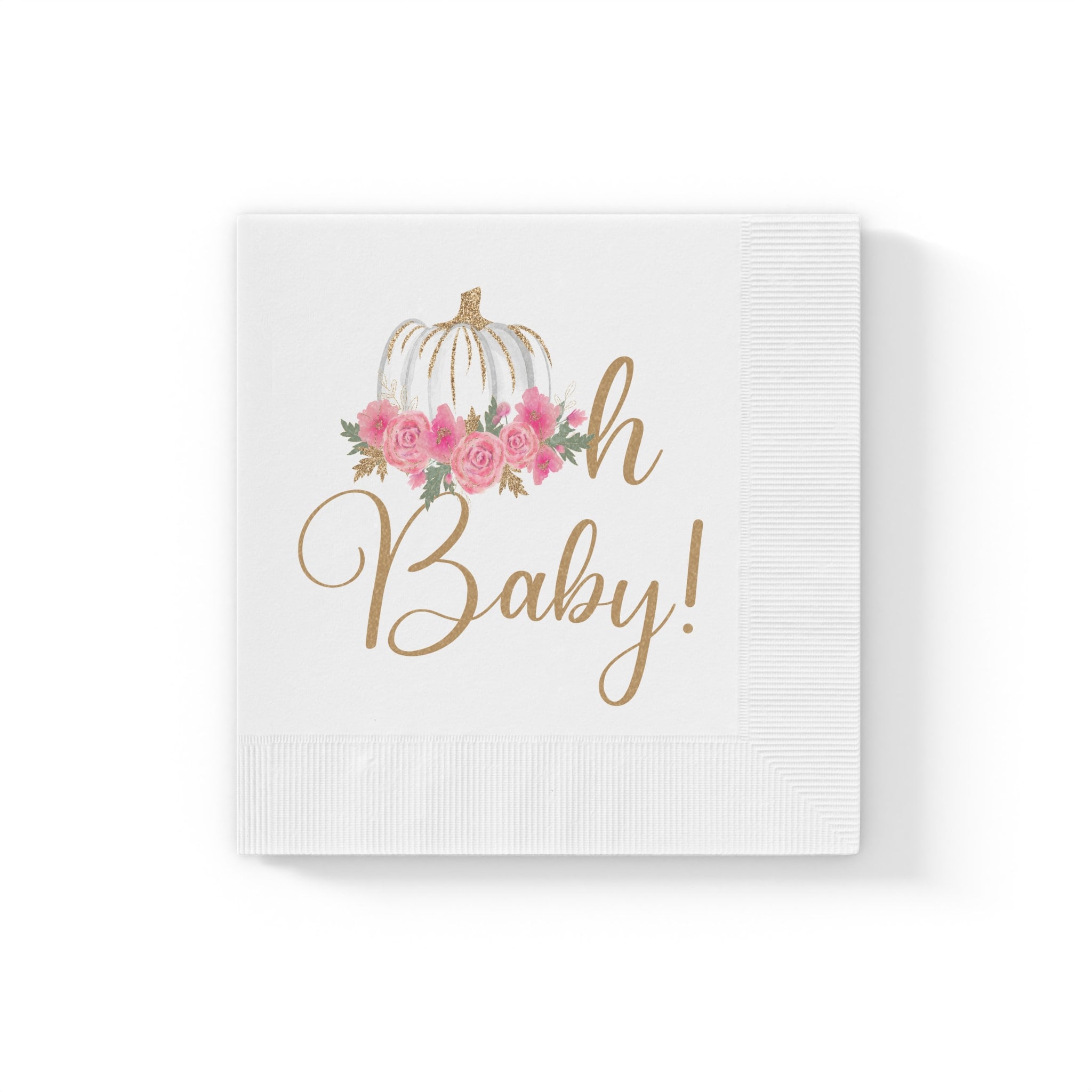 Oh Baby Pumpkin Napkins - Pumpkin Party Napkins Pink and Gold Pumpkin Napkins Little Pumpkin Fall Baby Shower Pink Pumpkin Little Pumpkin - Image 5