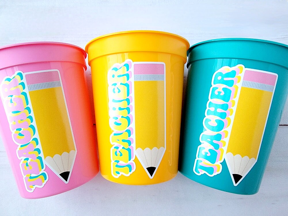 TEACHER PARTY CUPS Teacher Graduation Teacher Gifts Teacher Party Favors Appreciation Back to School Cups School Party Teacher Decoration - Image 2