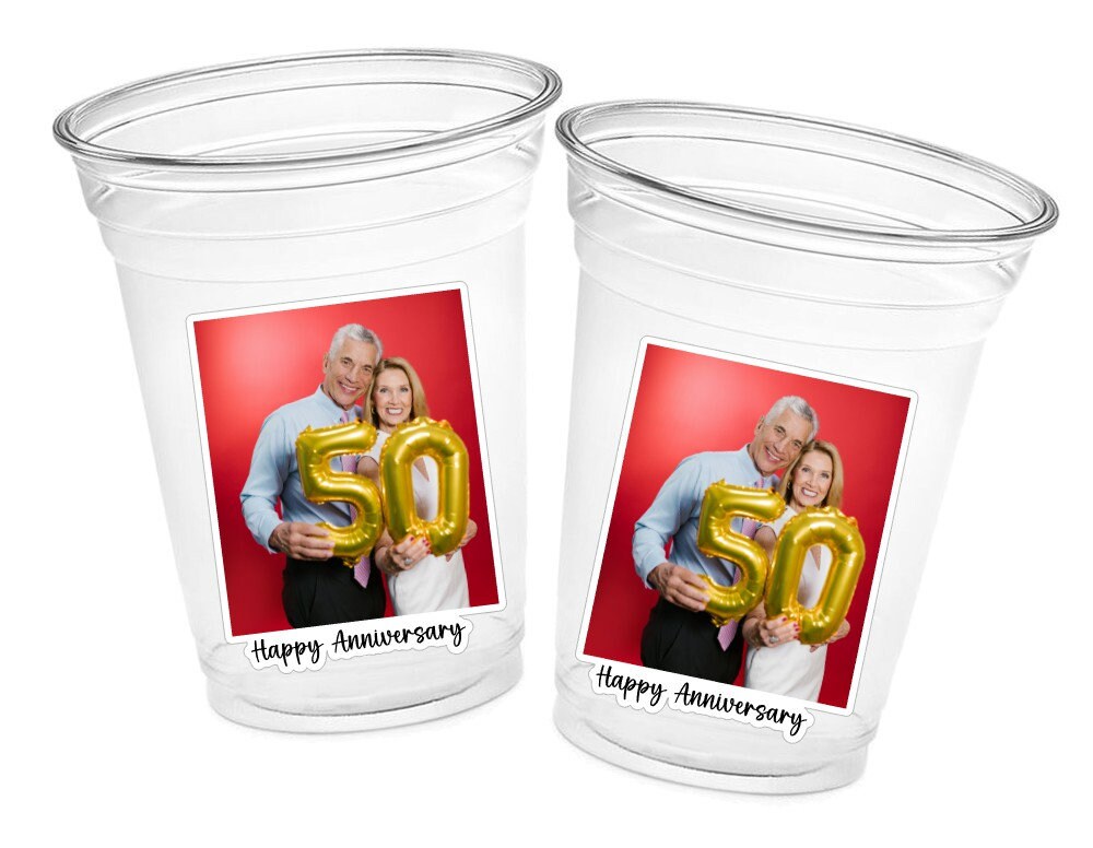 Custom Anniversary Cups Custom Plastic Cups Personalized Anniversary Cups Custom Wedding Anniversary Cups Anniversary Photo Cups Party Favor - Image 2