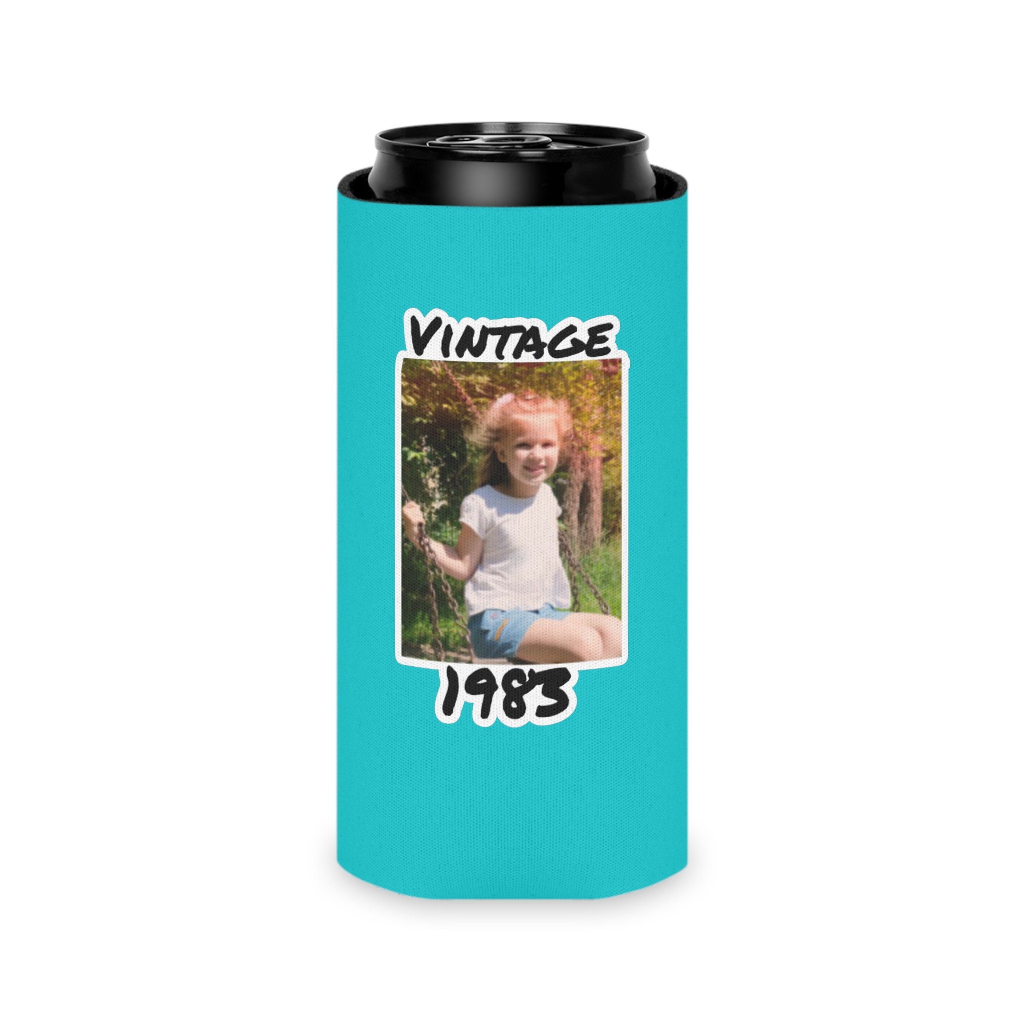 Personalized Can Cooler, 1983 Can Cooler, Custom Picture Can Cooler, Bachelorette Party Favors, Custom Birthday Favor, 40th Favors, Slim Can - Image 4