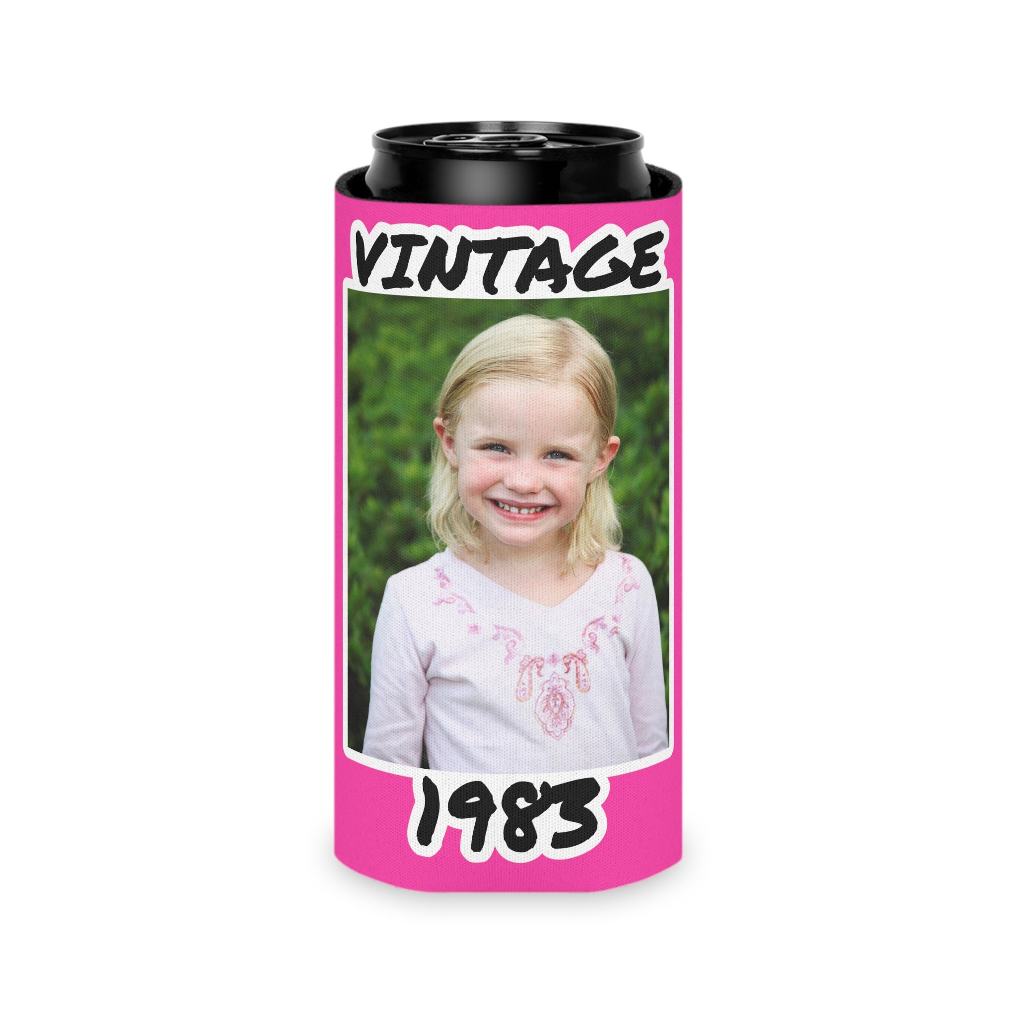 Personalized Can Cooler, 1984 Can Cooler, Custom Picture Can Cooler, Bachelorette Party Favors, Custom Birthday Favor, 40th Favors, Slim Can - Image 4