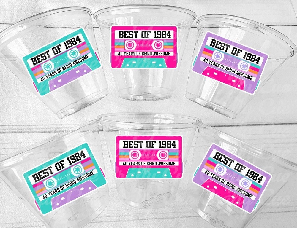 Disposable Pink 40th Party Cups - Best of 1984, 40th Birthday Party 40th Birthday Favors 40th Party Cups 40th Party, 1984 Birthday Party - Image 2
