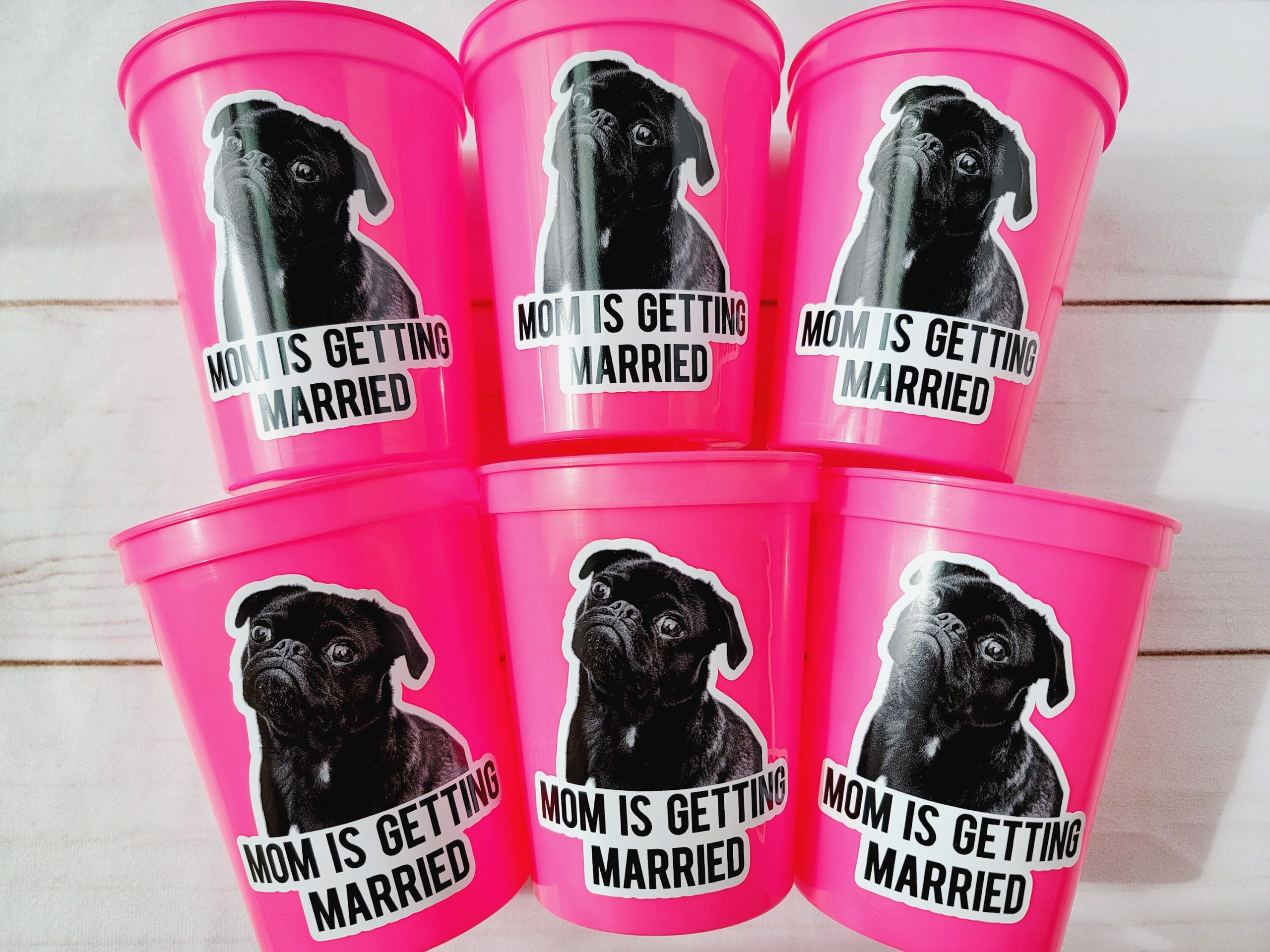 Personalized Dog Face Cups, Mom is Getting Married Cups, Bachelorette Party Favors, Bachelorette Party Games, Dog Face Bachelorette Cups - Image 5