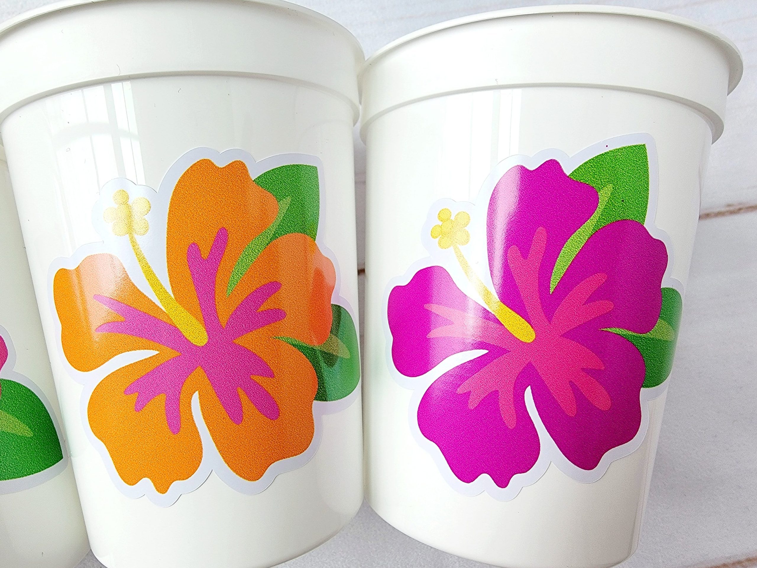 LUAU PARTY CUPS -Aloha Party Cups Luau Party Decoration Hibiscus Party Cups Luau Baby Shower Tropical Party Decorations Luau First Birthday - Image 3