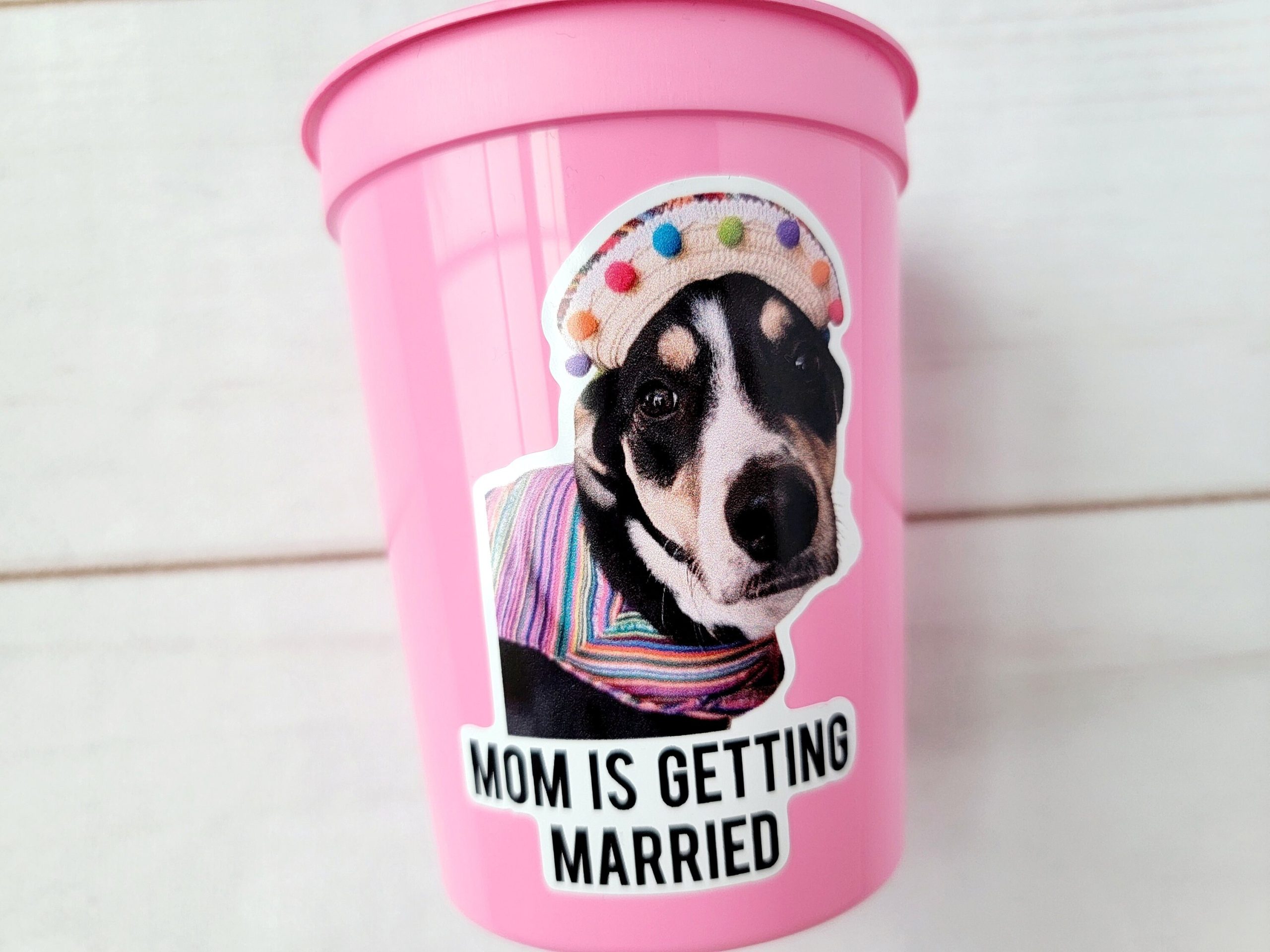 Personalized Dog Face Cups, Mom is Getting Married Cups, Bachelorette Party Favors, Bachelorette Party Games, Dog Face Bachelorette Cups - Image 3