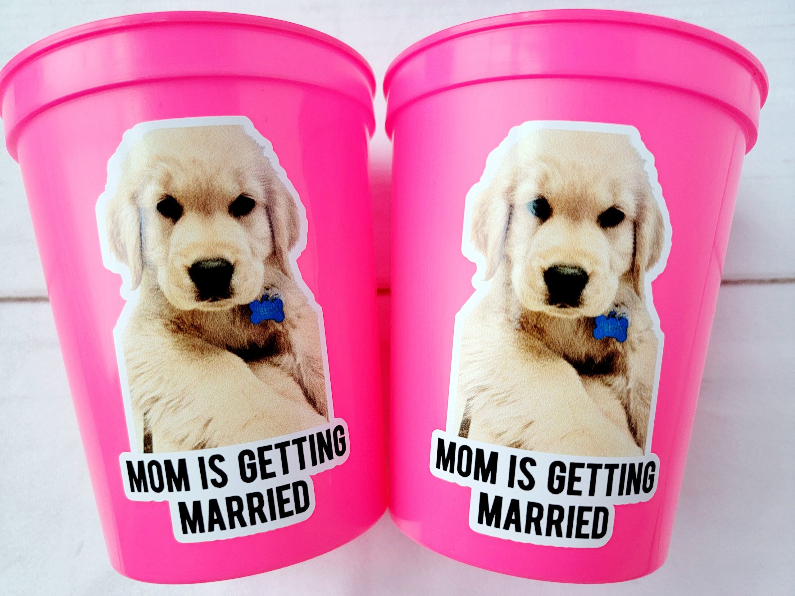 Personalized Dog Face Cups, Mom is Getting Married Cups, Bachelorette Party Favors, Bachelorette Party Games, Dog Face Bachelorette Cups - Image 2