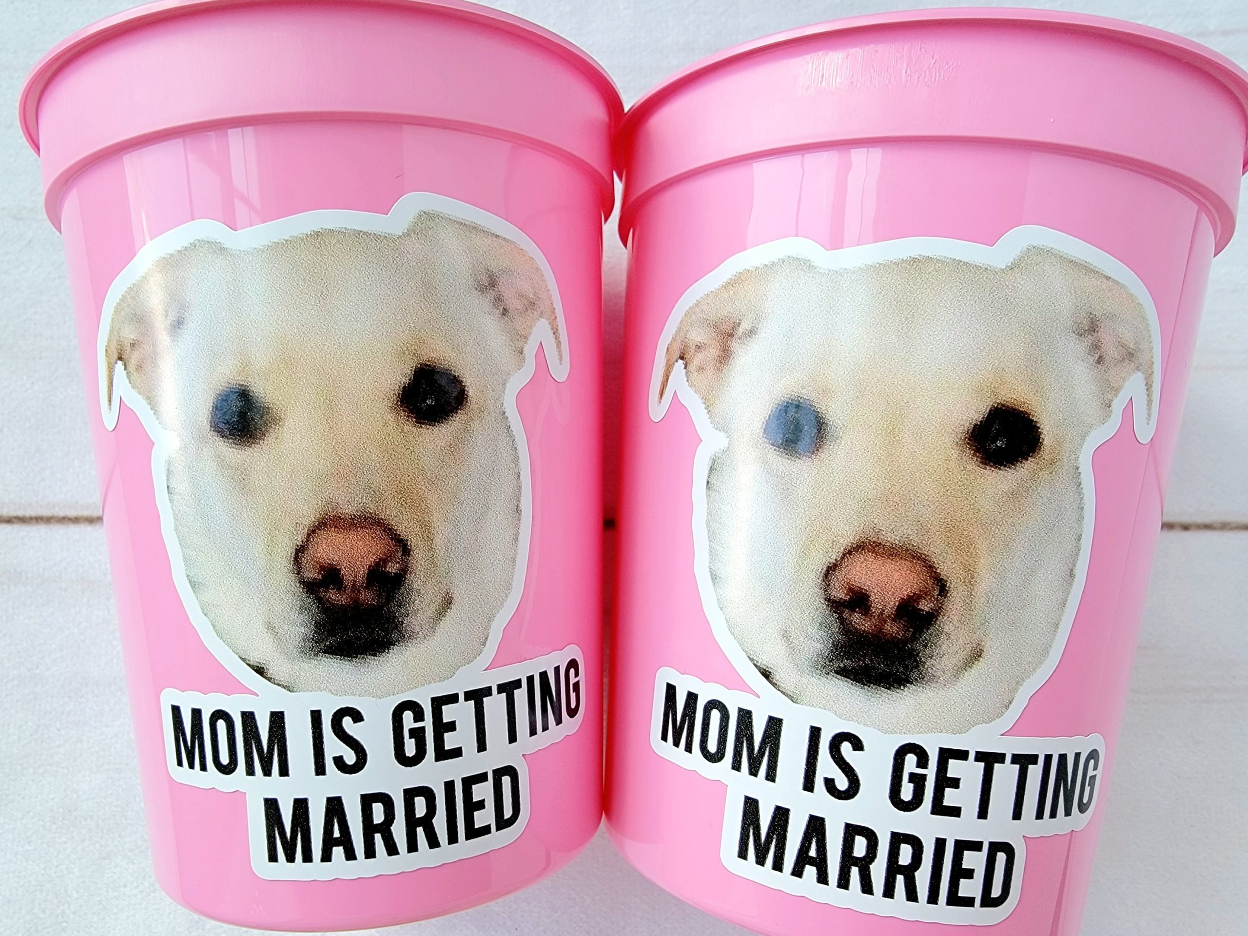 Personalized Dog Face Cups, Mom is Getting Married Cups, Bachelorette Party Favors, Bachelorette Party Games, Dog Face Bachelorette Cups - Image 2