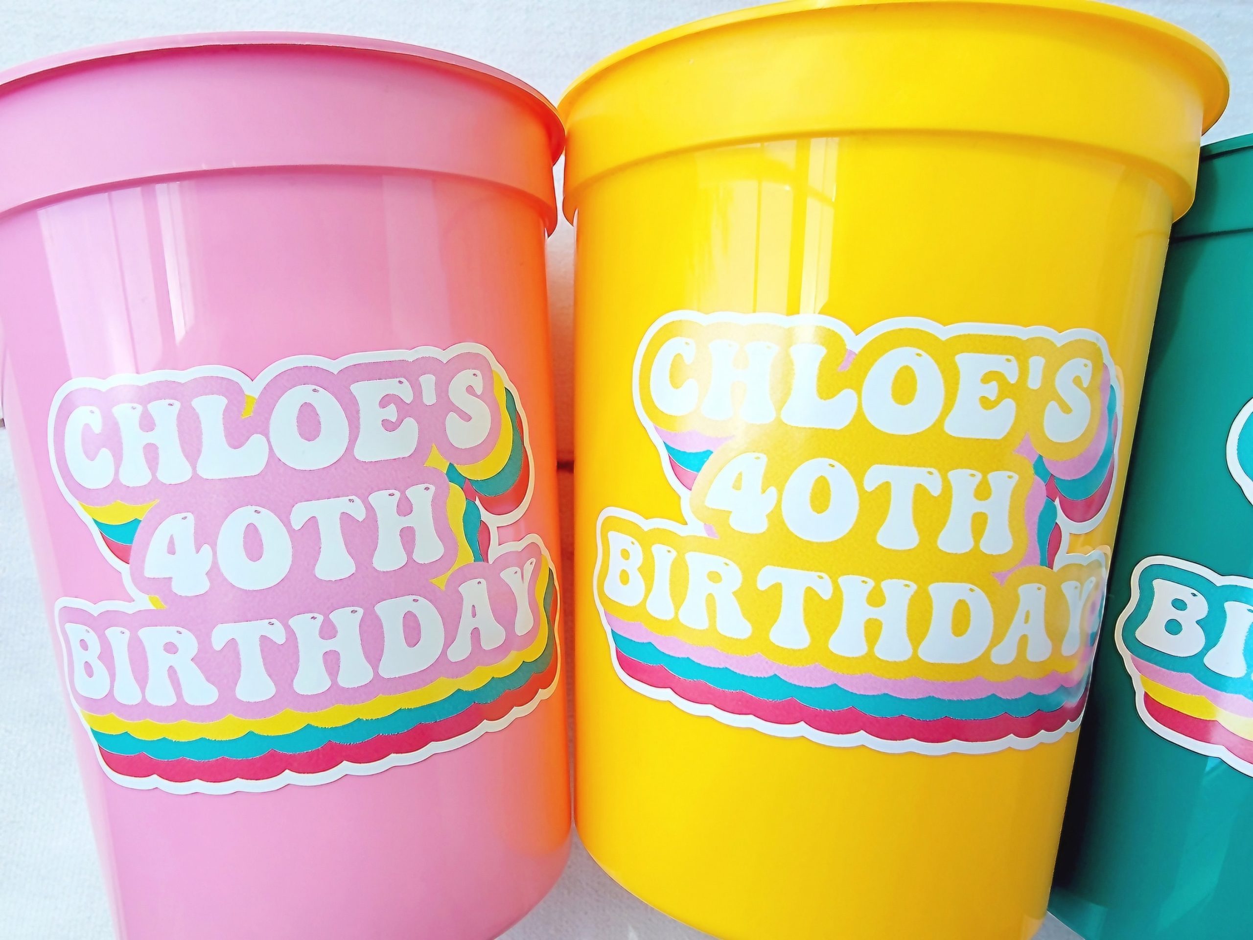 Custom Birthday Party Cups, Personalized Birthday Party Cups, Custom 40th, Custom 30th, Custom 50th, Birthday Favors, Vintage, 1984, 1994 - Image 3