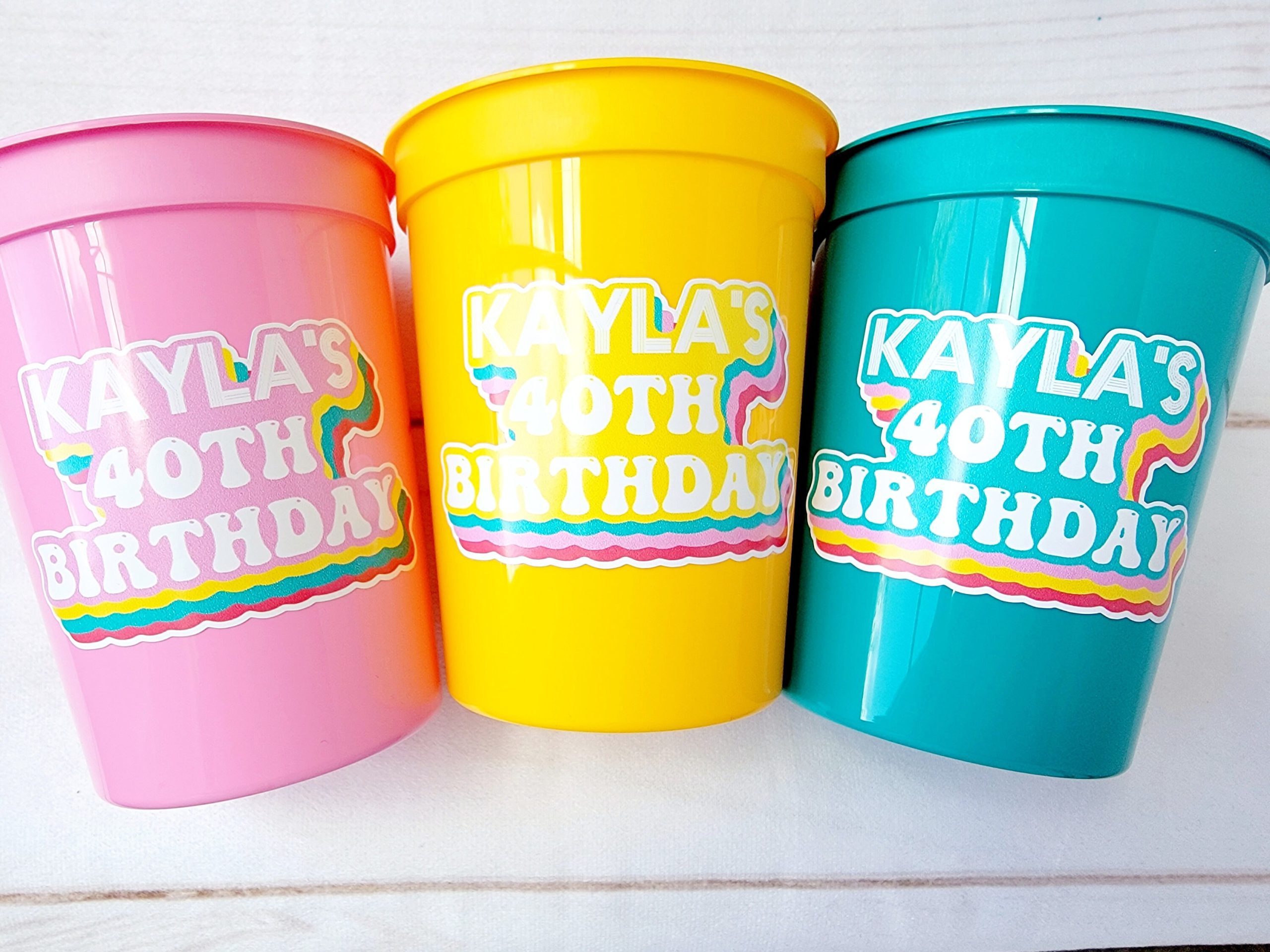 Custom Birthday Party Cups, Personalized Birthday Party Cups, Custom 40th, Custom 30th, Custom 50th, Birthday Favors, Vintage, 1984, 1994 - Image 2
