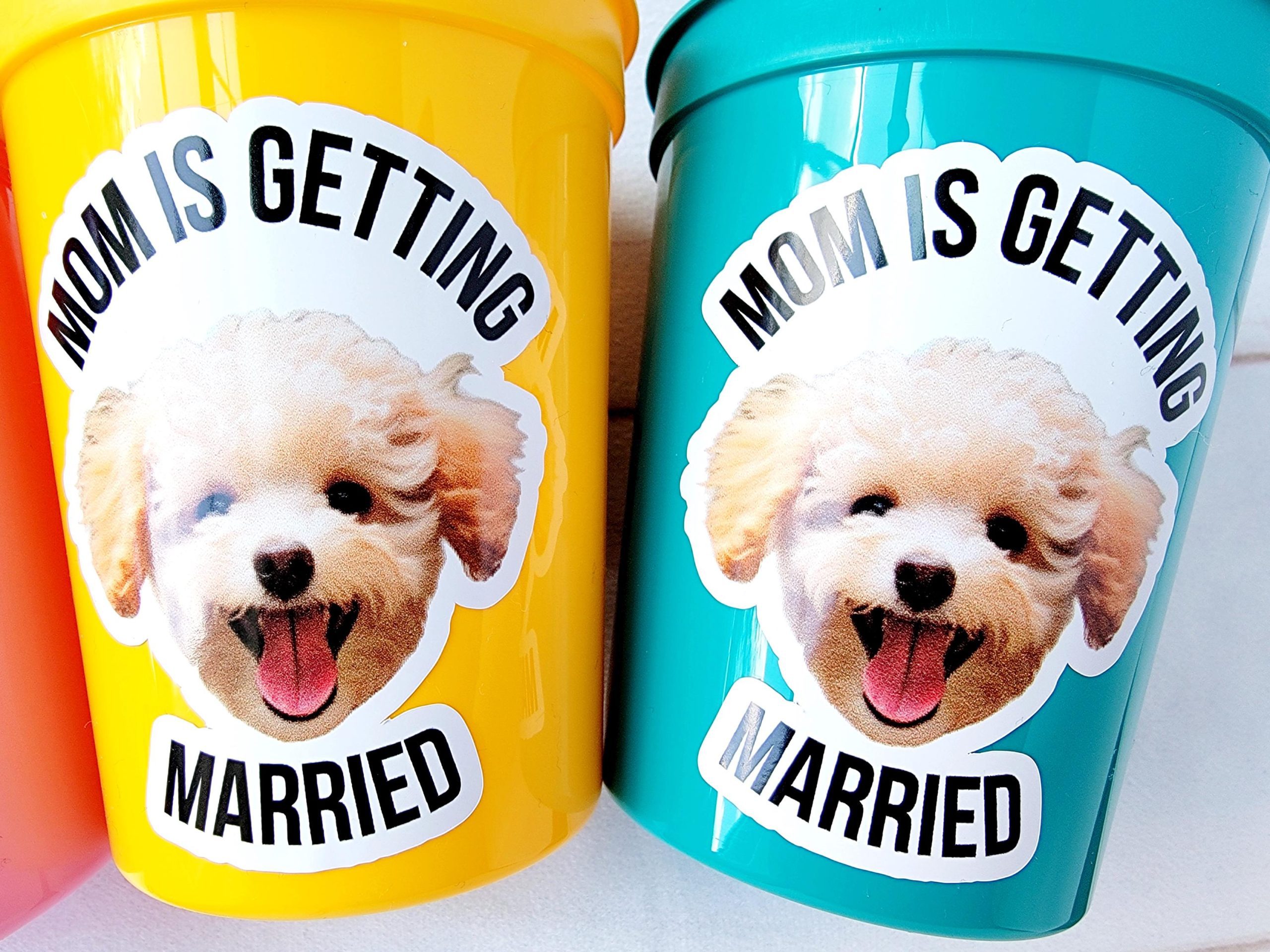 Personalized Dog Face Cups, Mom is Getting Married Cups, Bachelorette Party Favors, Bachelorette Party Games, Dog Face Bachelorette Cups Pet - Image 3