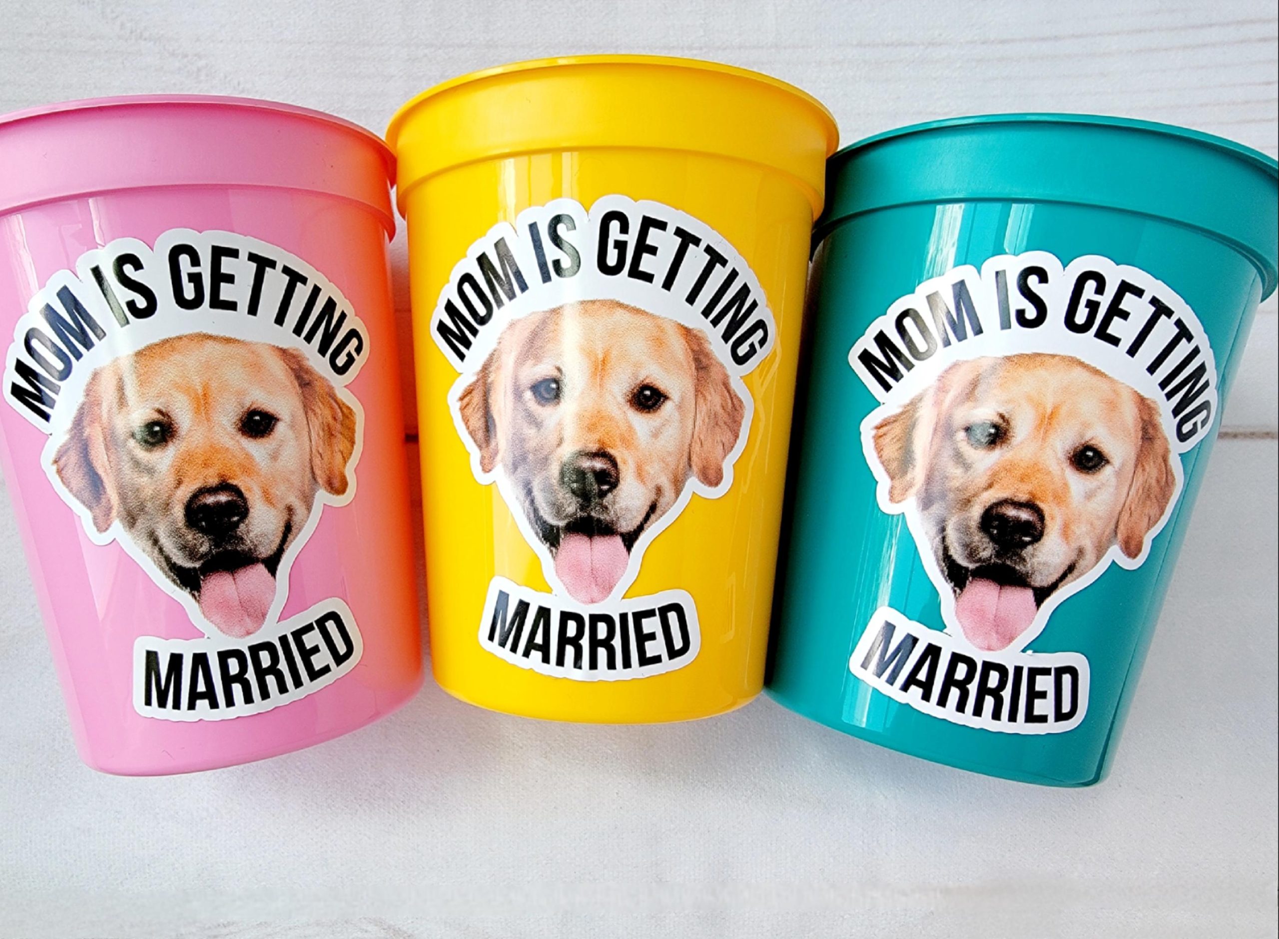 Personalized Dog Face Cups, Mom is Getting Married Cups, Bachelorette Party Favors, Bachelorette Party Games, Dog Face Bachelorette Cups Pet - Image 4