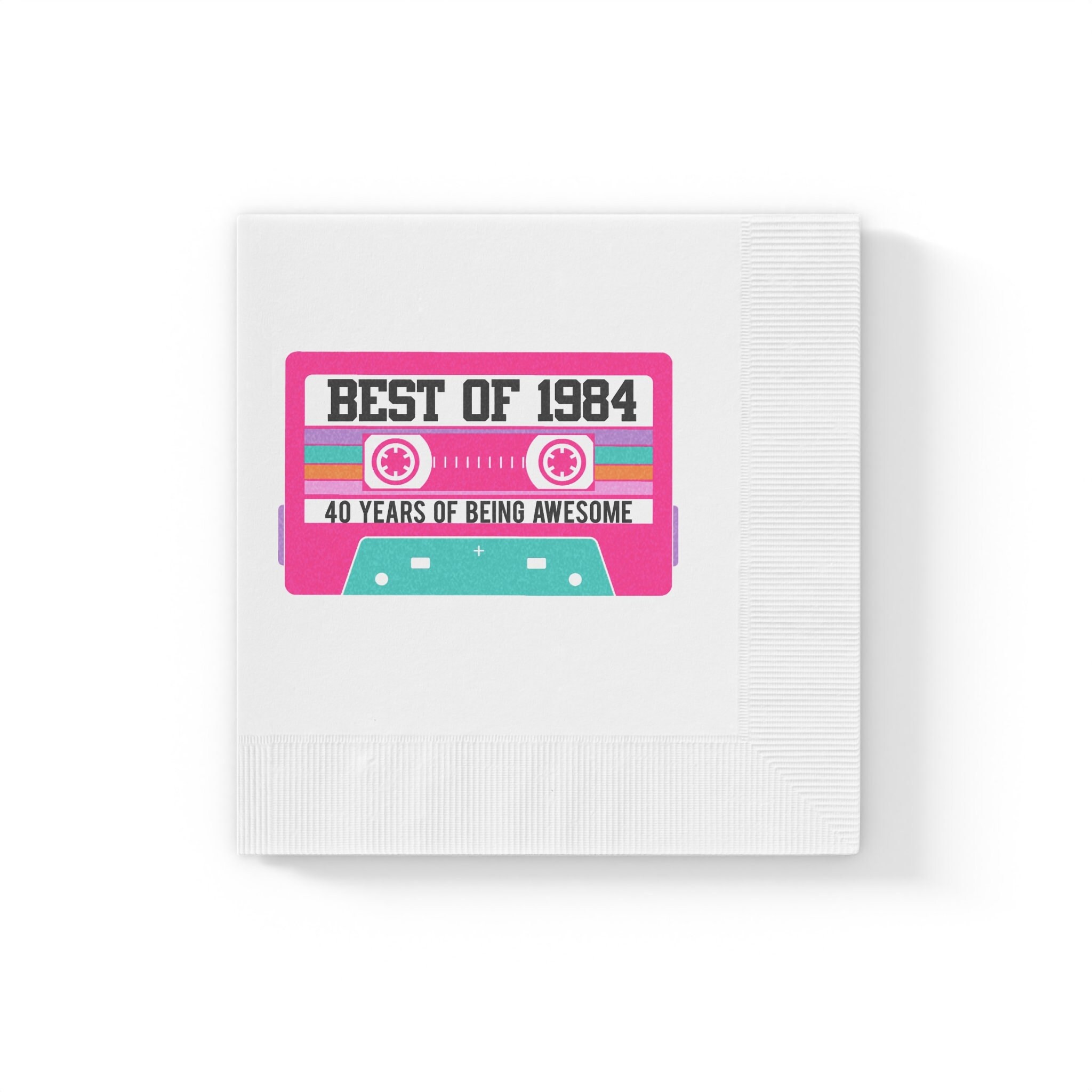 1984 Cassette Tape Napkins 1984 PARTY NAPKINS 1984 Birthday Napkins 1984 Cocktail Napkins 1984 Birthday Decoration 40th Birthday Napkins - Image 2