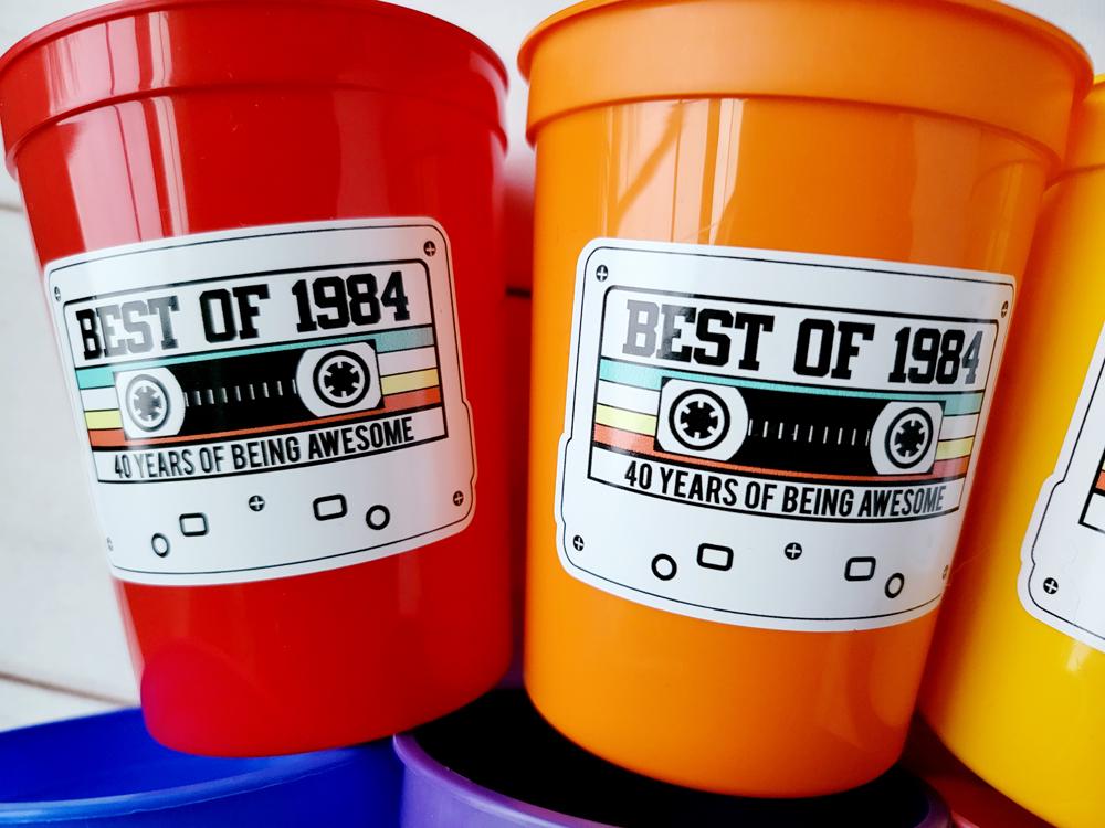 40th PARTY CUPS - Best of 1984 40th Birthday Party 40th Birthday Favors 40th Party Cups 40th Party Decorations 1984 Birthday 80's Party Cups - Image 2