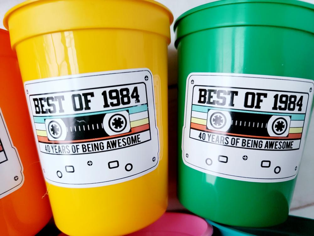 40th PARTY CUPS - Best of 1984 40th Birthday Party 40th Birthday Favors 40th Party Cups 40th Party Decorations 1984 Birthday 80's Party Cups - Image 4