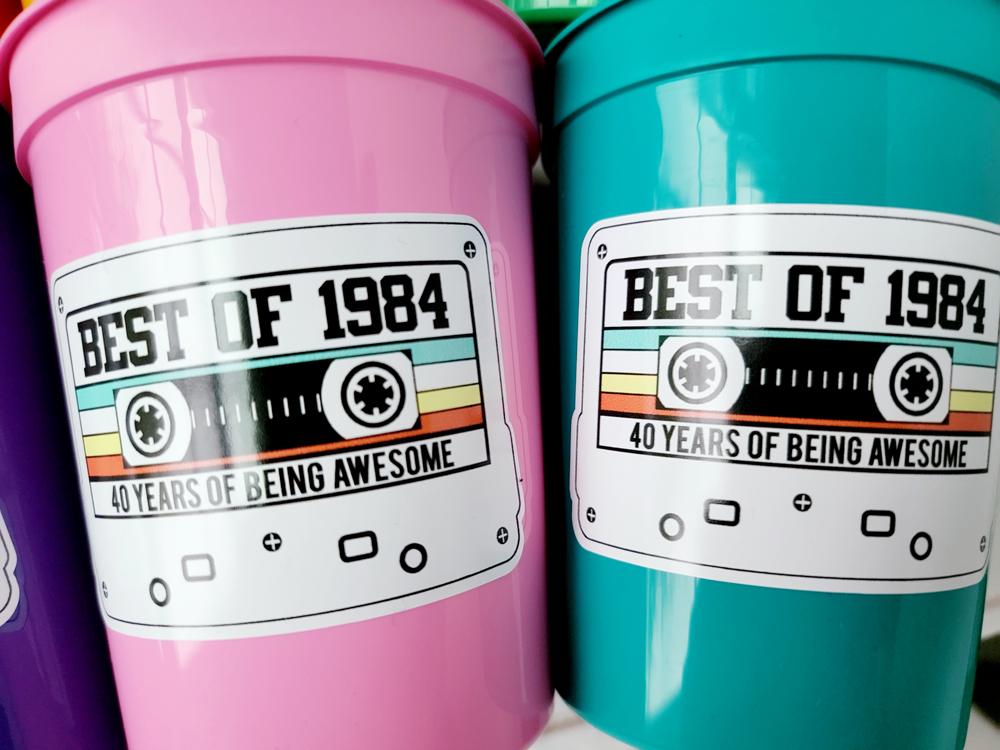 40th PARTY CUPS - Best of 1984 40th Birthday Party 40th Birthday Favors 40th Party Cups 40th Party Decorations 1984 Birthday 80's Party Cups - Image 3