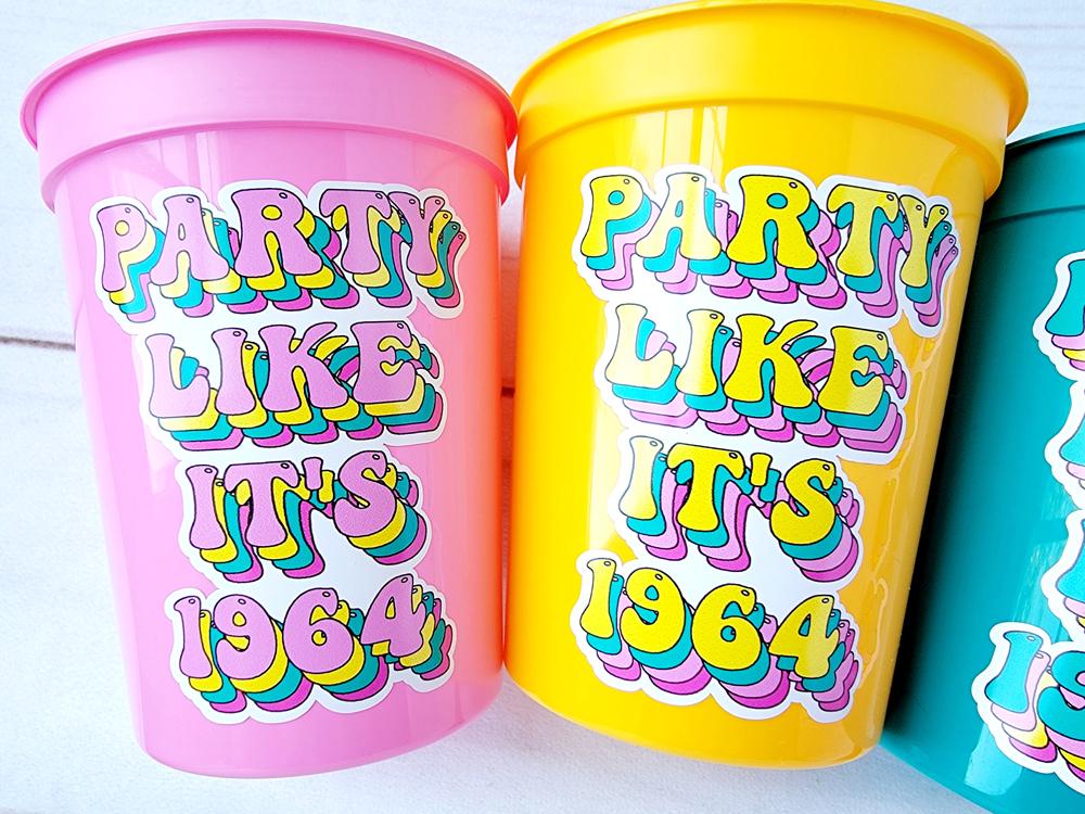 60th PARTY CUPS - Best of 1965 60th Birthday Party 60th Birthday Favors 60th Party Cups 60th Party Decorations 1965 Birthday 60's Party Cup - Image 2
