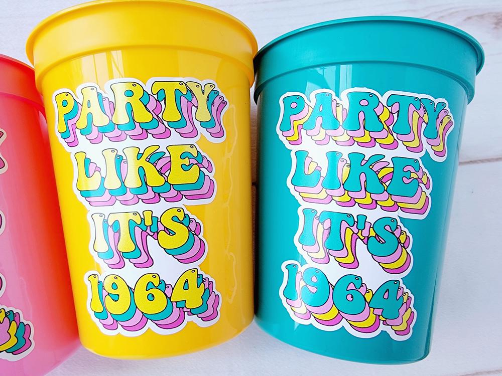 60th PARTY CUPS - Best of 1965 60th Birthday Party 60th Birthday Favors 60th Party Cups 60th Party Decorations 1965 Birthday 60's Party Cup - Image 3