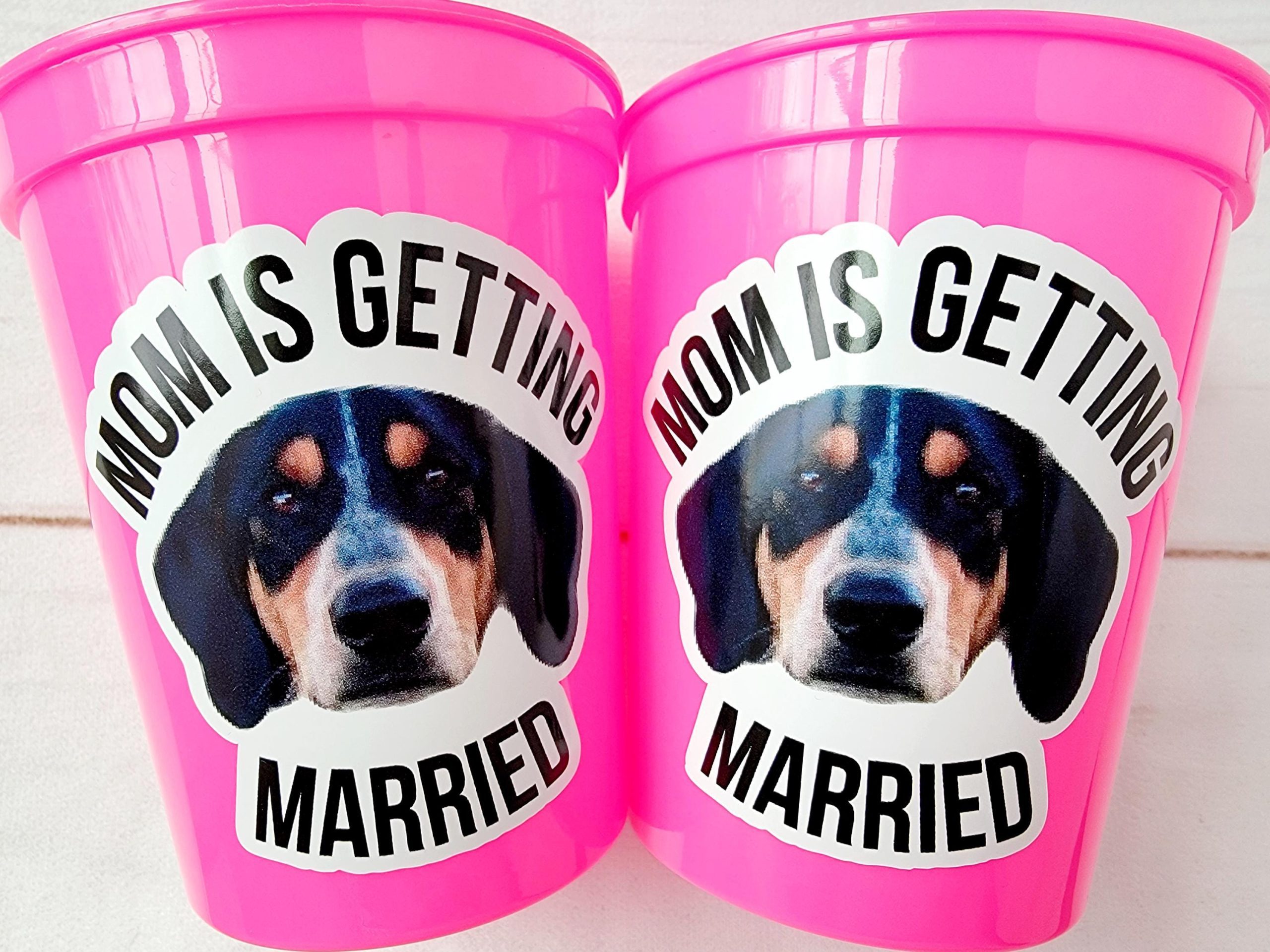 Personalized Dog Face Cups, Mom is Getting Married Cups, Bachelorette Party Favors, Bachelorette Party Games, Dog Face Bachelorette Cups Pet - Image 2