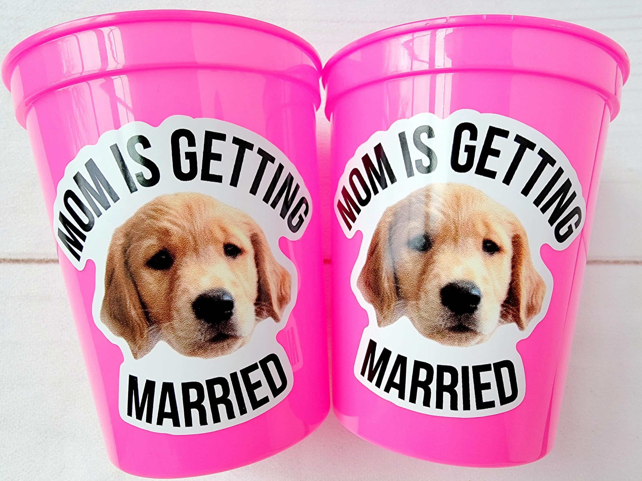 Personalized Dog Face Cups, Mom is Getting Married Cups, Bachelorette Party Favors, Bachelorette Party Games, Dog Face Bachelorette Cups Pet - Image 3