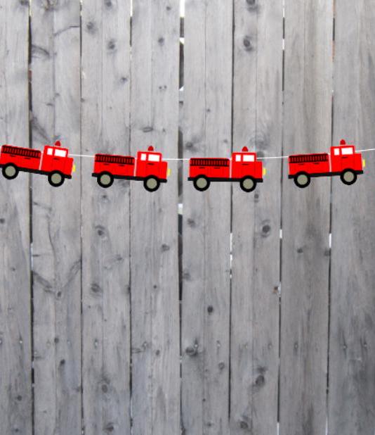 Firetruck Garland, Firetruck Banner, Firetruck Party Banner, Firetruck Decorations, Firetruck Party Sign - Image 2
