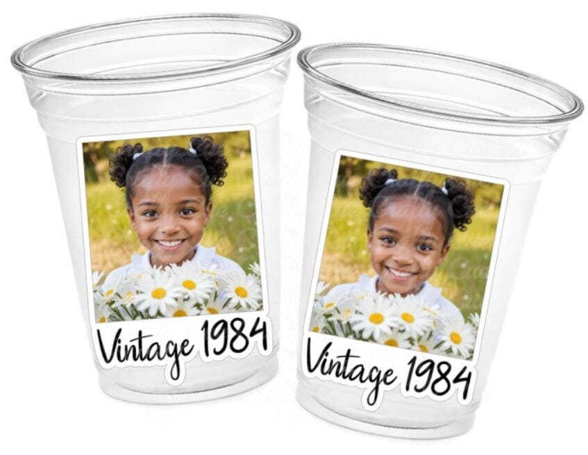 Custom Face Plastic Party Cups Personalized Party Cups Personalized 40th Birthday Cups Pic Cups Custom Face Party Cups decor Vintage 40th 30 - Image 2