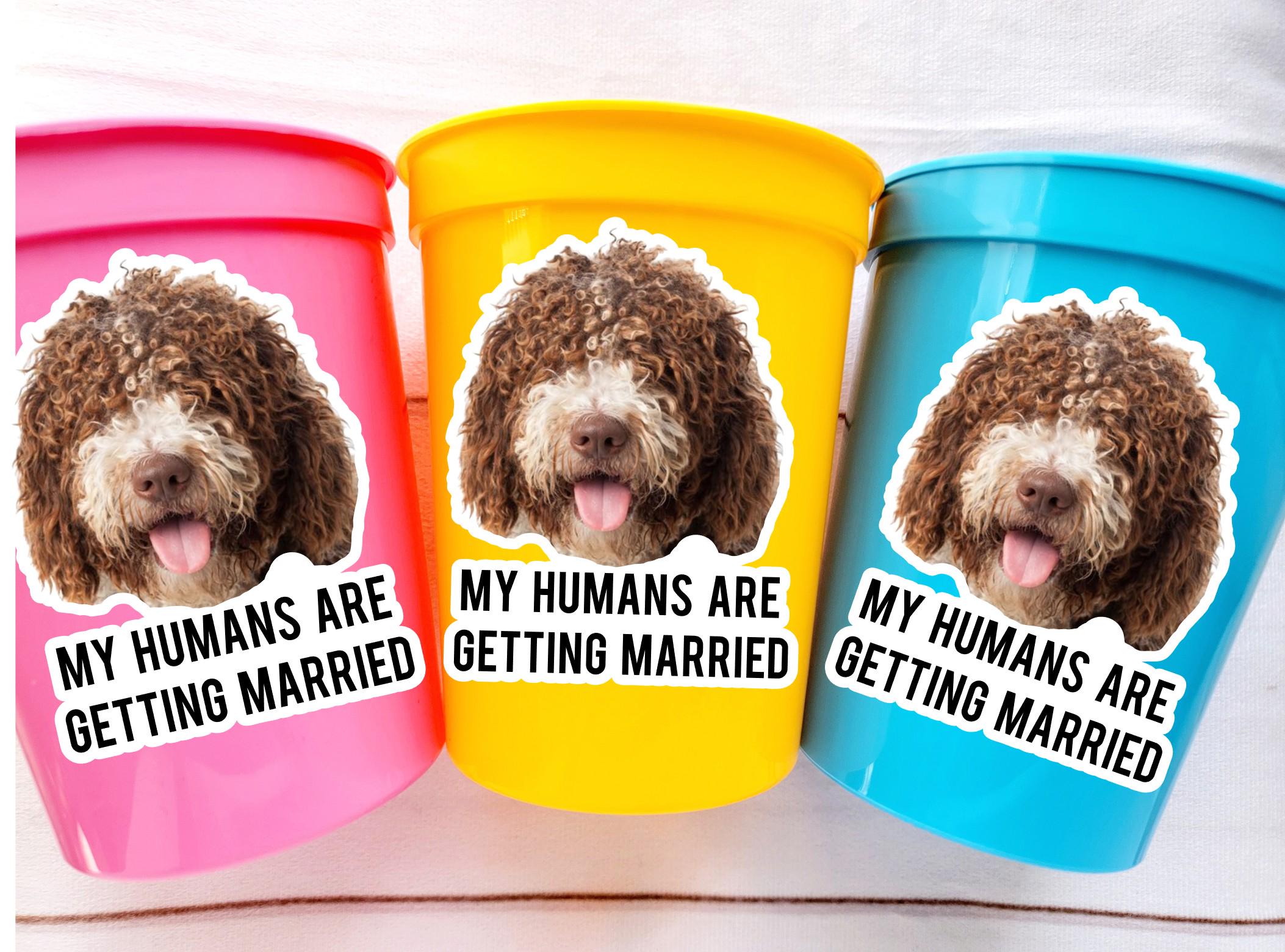 Personalized Dog Face My Humans are Getting Married Cups, Mom is Getting Married Cups, Bachelorette Party Favors with Dog, Dog Face Cups - Image 2