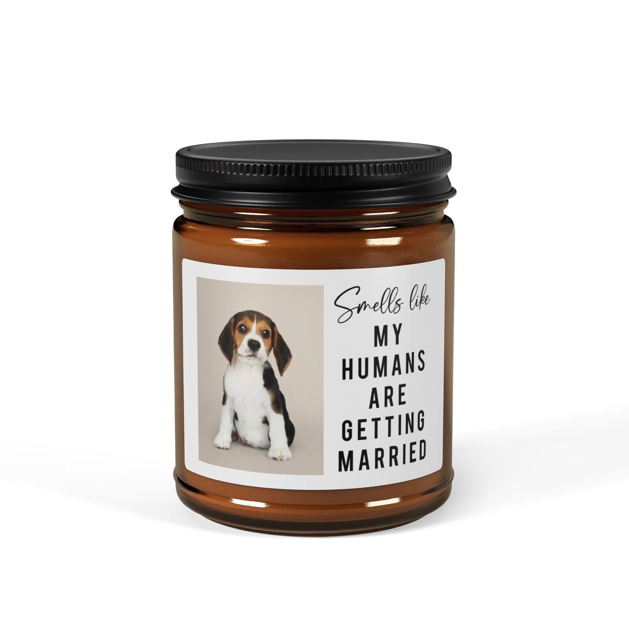 Dog Parents Engagement Gift, Custom Pet Photo, She Said Yes Present, Dog Mom And Dad Bridal Gift, Personalized Amber Jar Candle, Soy Candle - Image 3