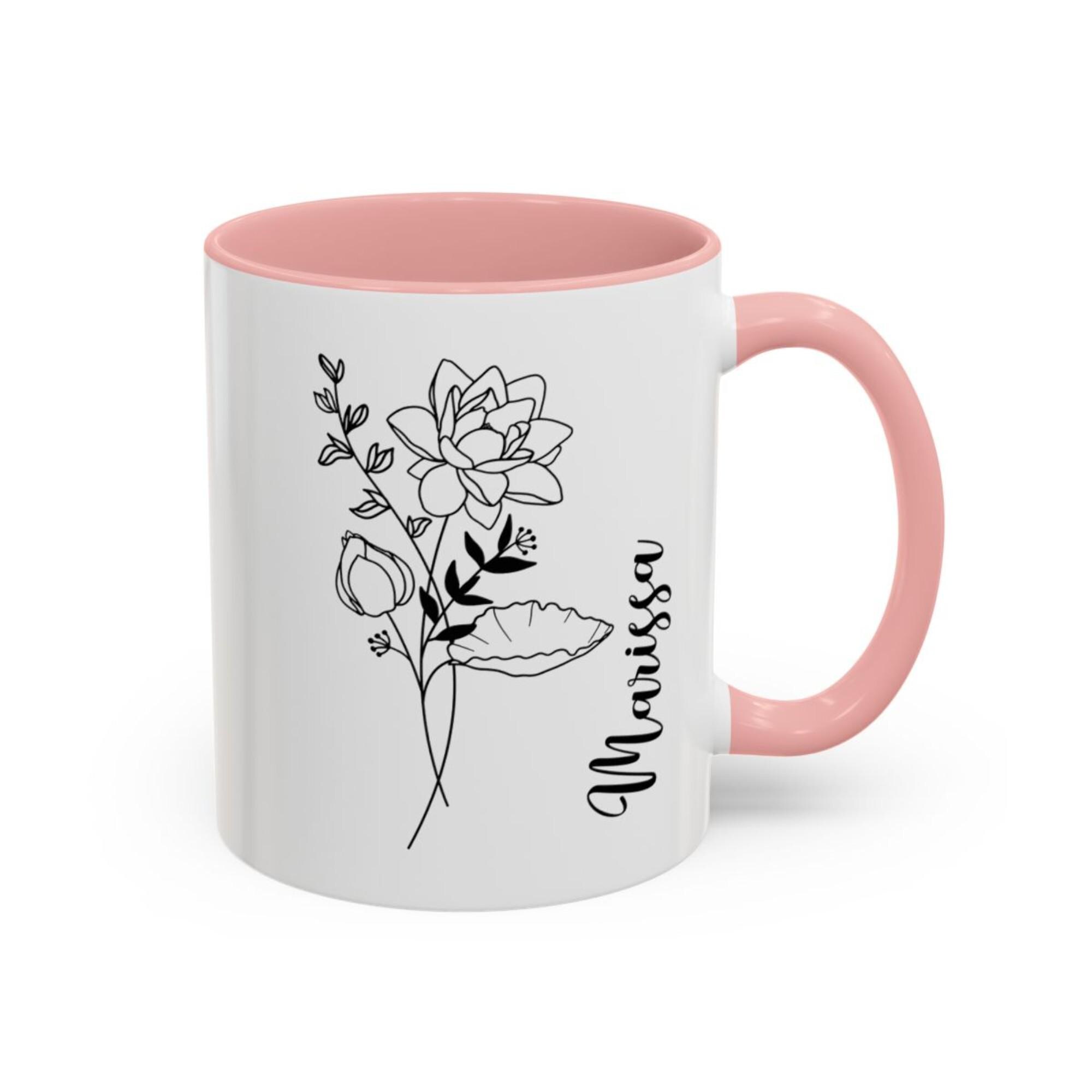 Personalized Birth Flower Coffee Cup With Name, Personalized Birth Flower Mug, Gift for Her, Bridesmaid Proposal Gift, Party Favor Gift Mug - Image 3